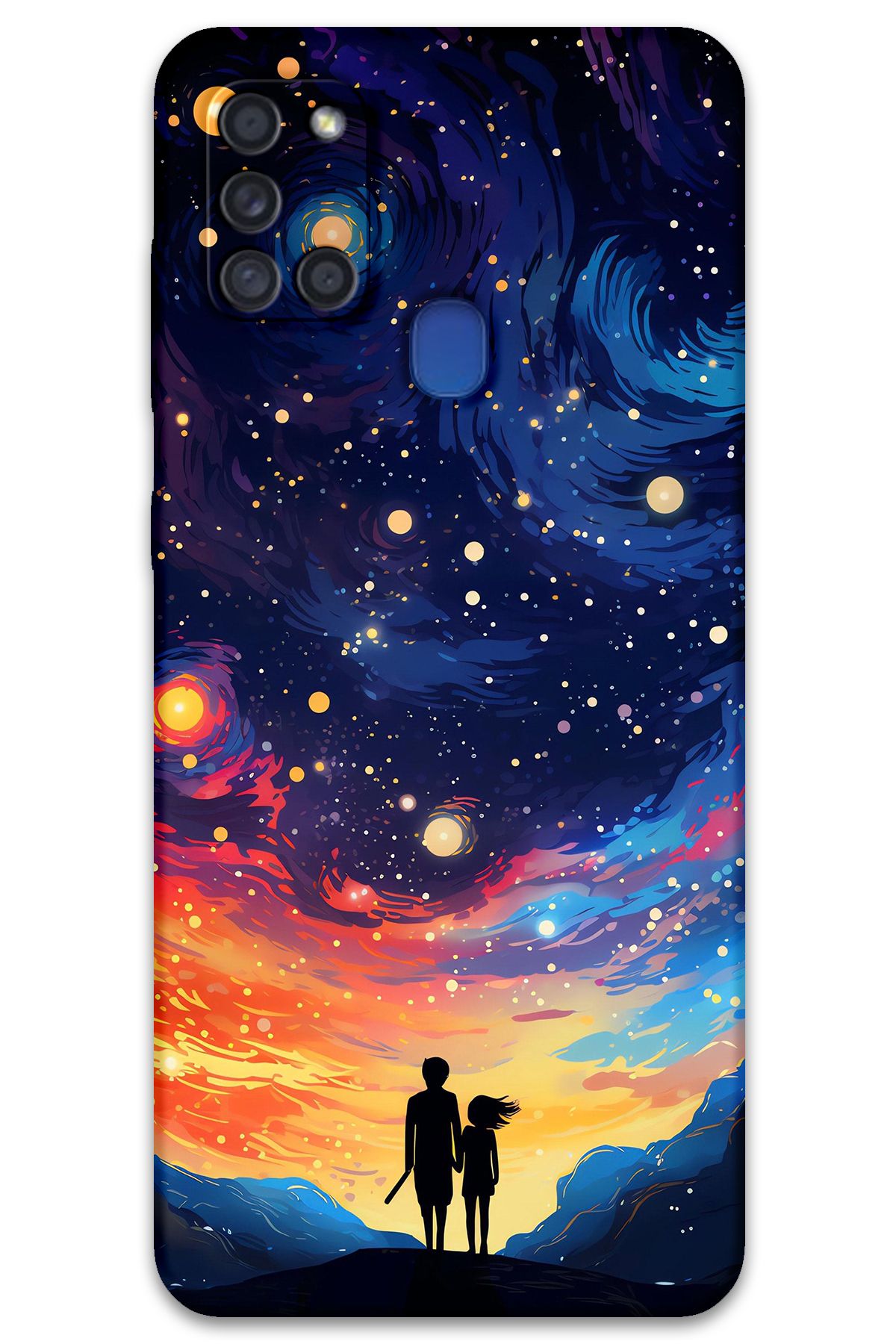Gramaphone Galaxy A21s Uyumlu Uzay Desenli Telefon Kılıfı + Ekran Koruyucu - 5863