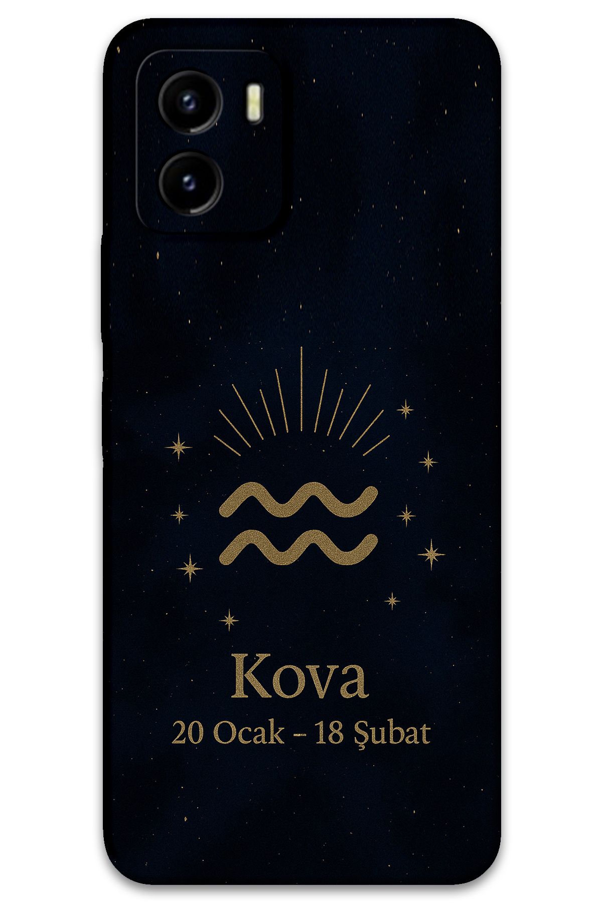 Gramaphone Vivo Y15s Uyumlu Kova Burcu Desenli Telefon Kılıfı + Ekran Koruyucu - 5778