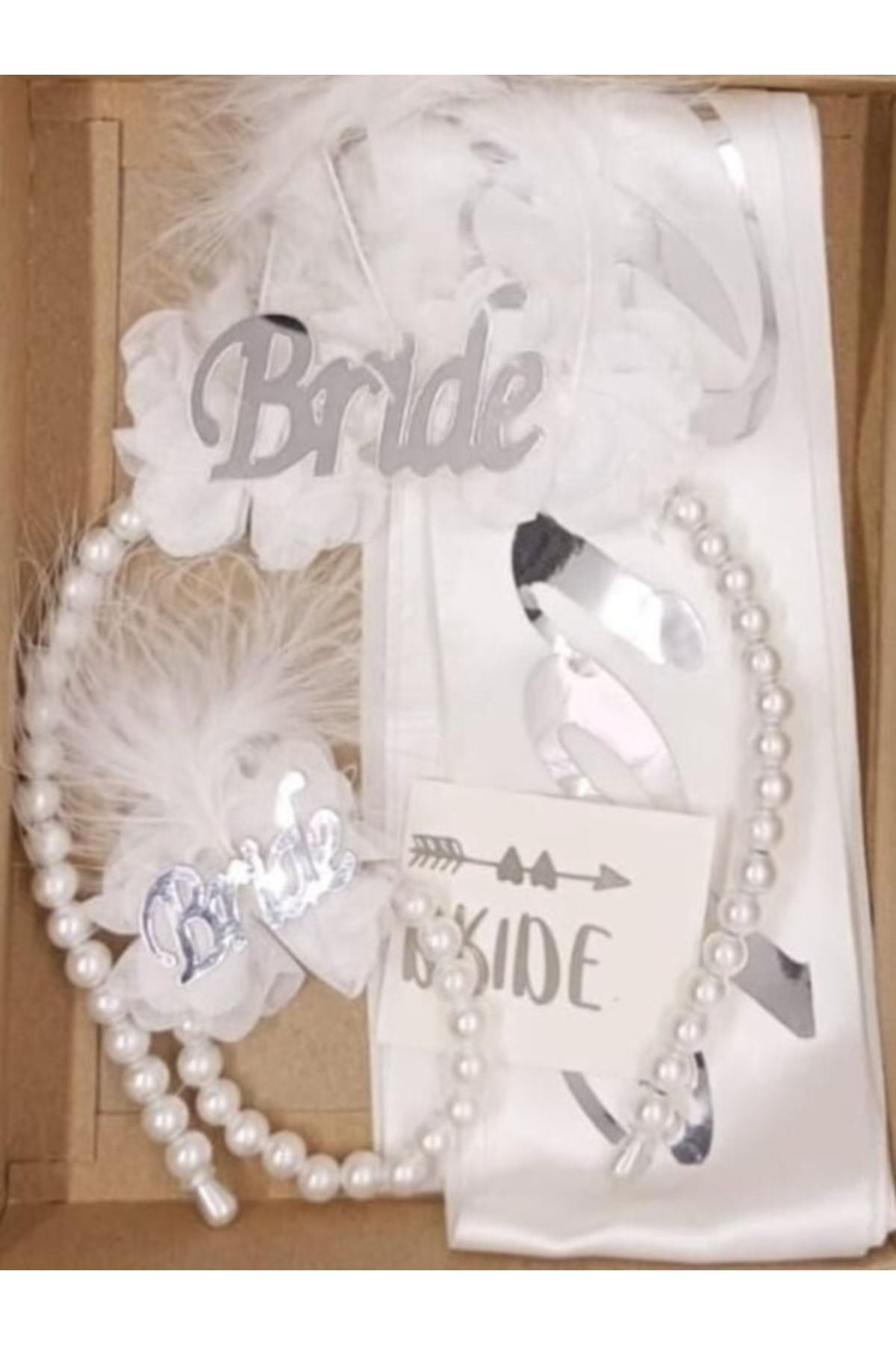 CANSIN BRİDE İNCİLİ GÜMÜŞ SET