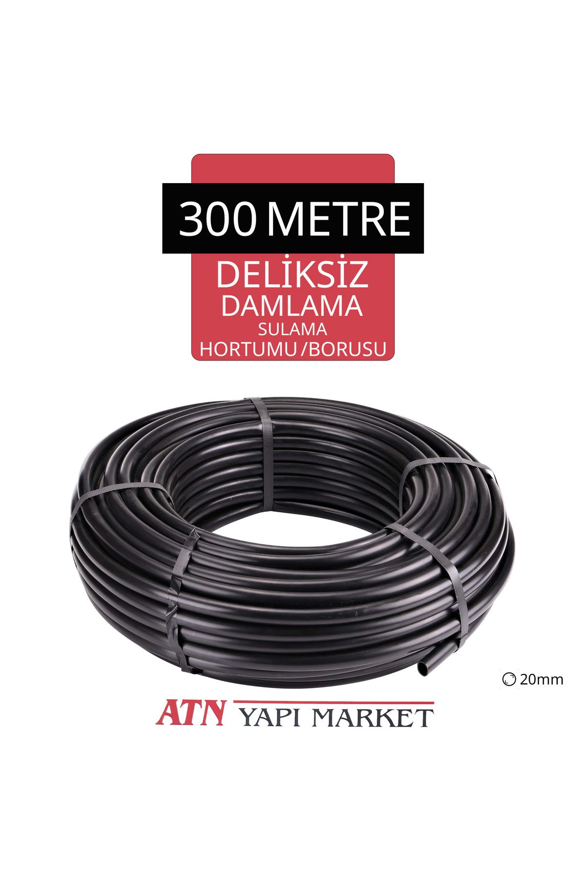 ATN 300 Metre 20mm Deliksiz Damlama Sulama Hortumu / Borusu