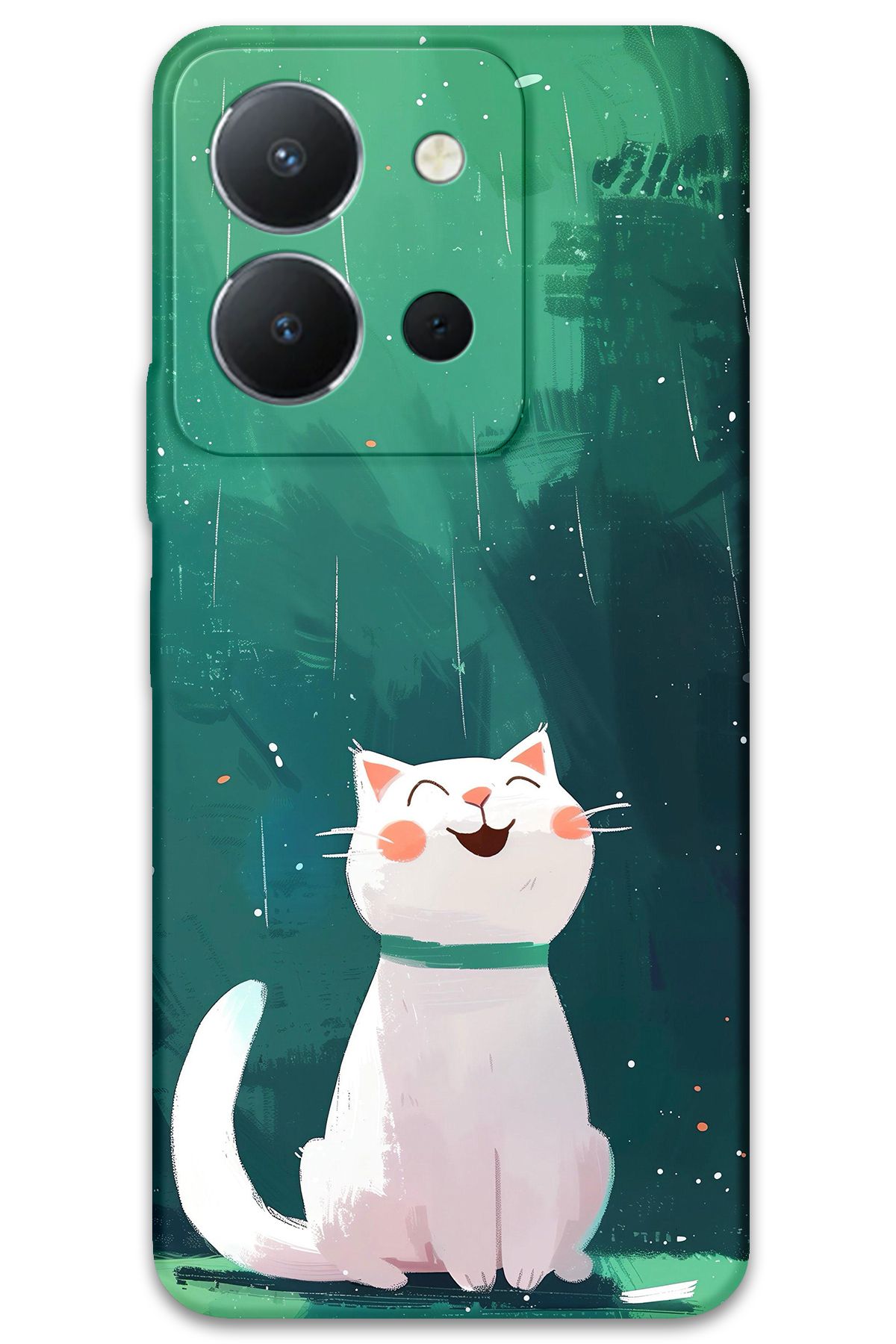 Gramaphone Vivo Y36 Uyumlu Kedi Desenli Telefon Kılıfı + Ekran Koruyucu - 5781