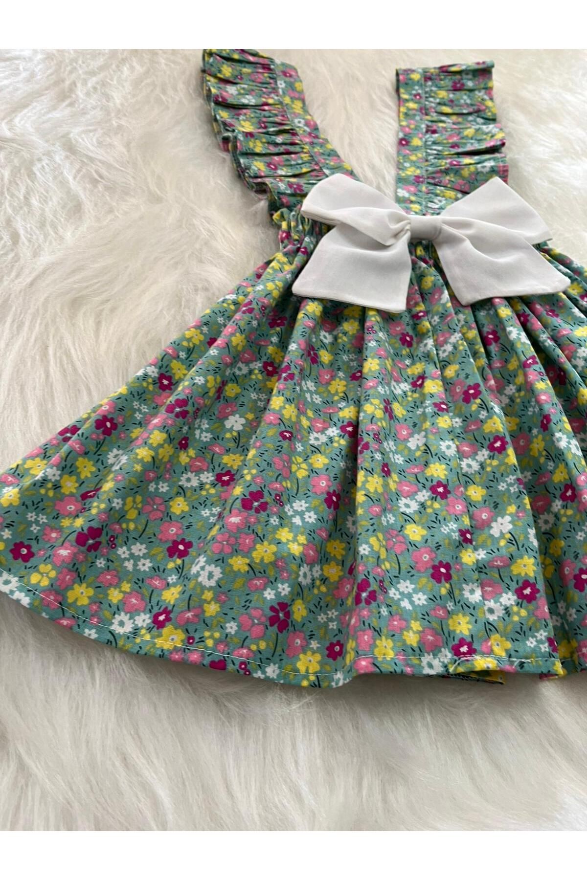 Eylülce Butik-МОМИЧЕШКА РОКЛЯ В МЕНТОВО-ЗЕЛЕН ЦВЕТЕН ДЕСЕРТ С ВОЛЪНИ И ПРЕЗЕРВИ (ИЗРАБОТЕНА ОТ 100% ПАМУЧЕН ПЛАТ.) 3
