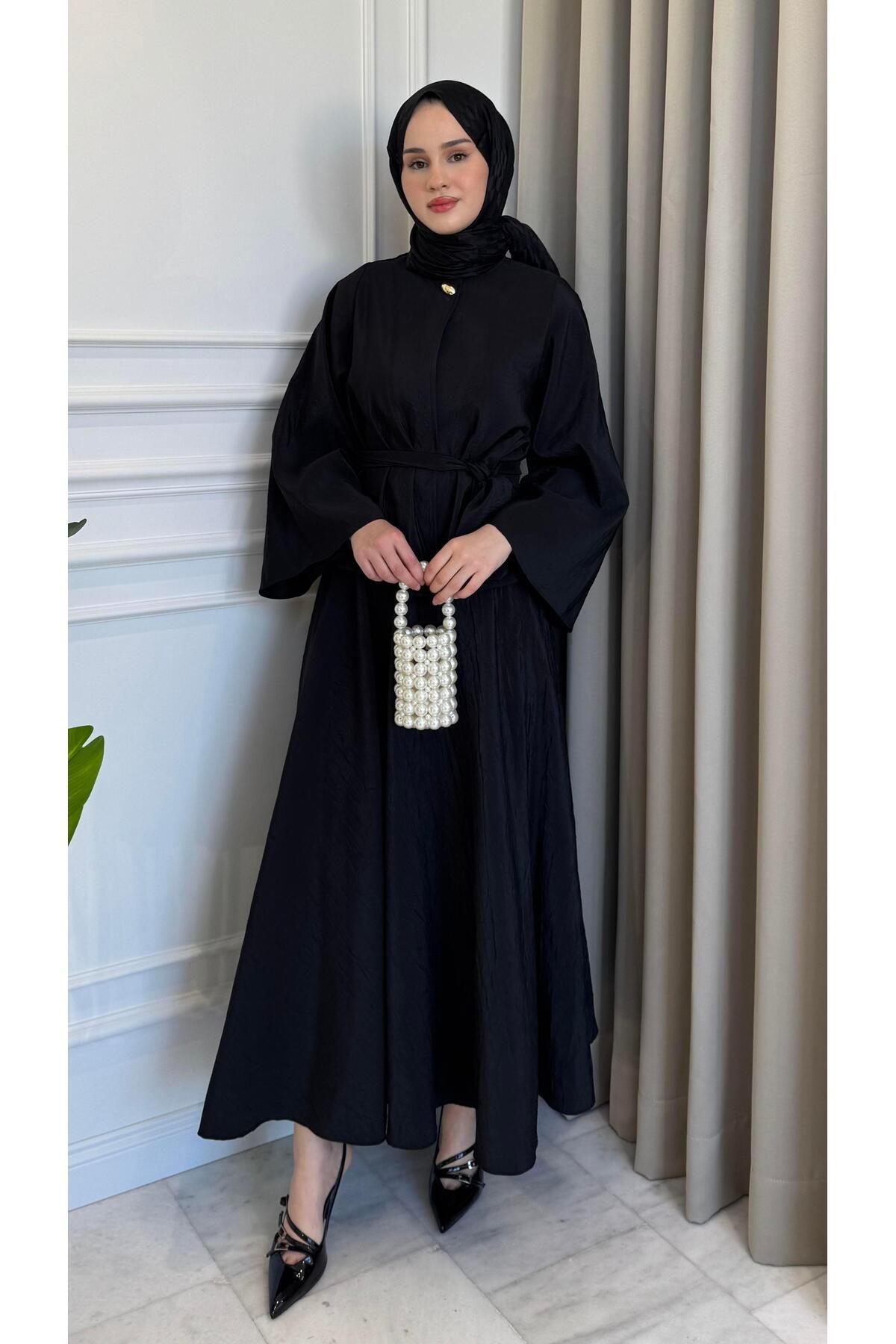 Beige Store Belden Kuşaklı Etek Takım Siyah