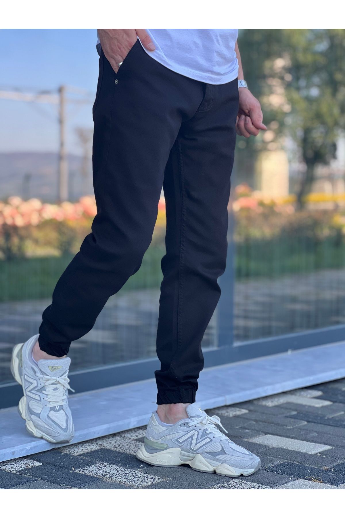 ElitWear Erkek Comfort Likra Paça Lastikli Kot Pantolon