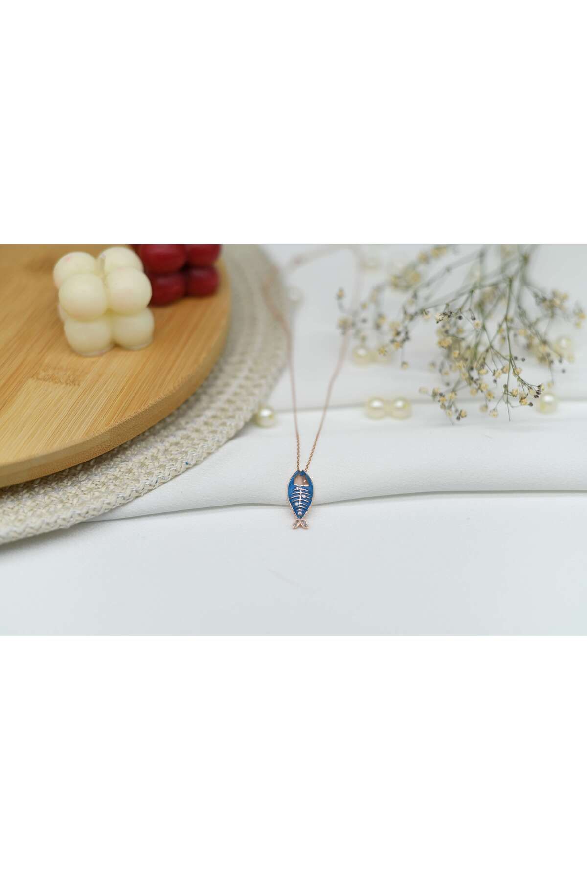Ocean Silver & Jewelry Mineli Kılçık Balık Gümüş Kolye