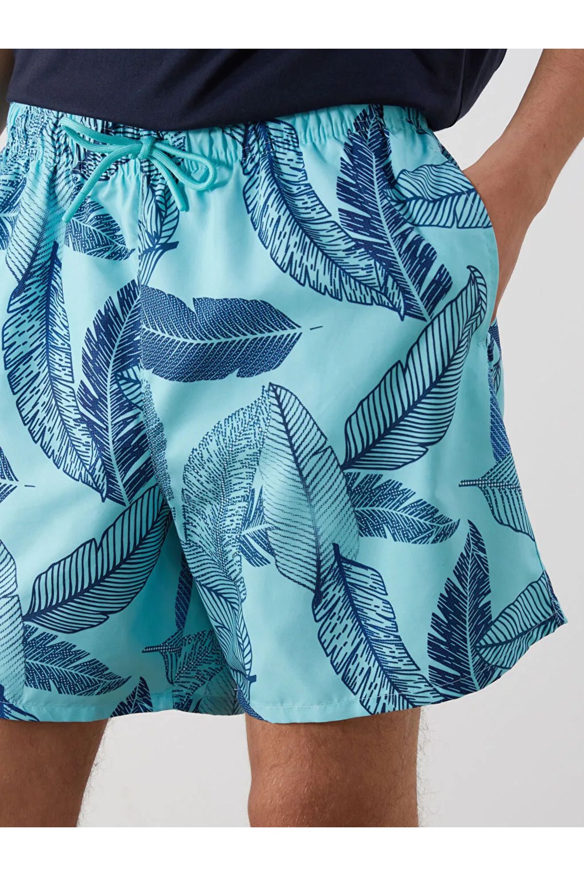LC Waikiki-Lcw Swimwear Turquoise Short Size Patterned Men's Swim Shorts 3