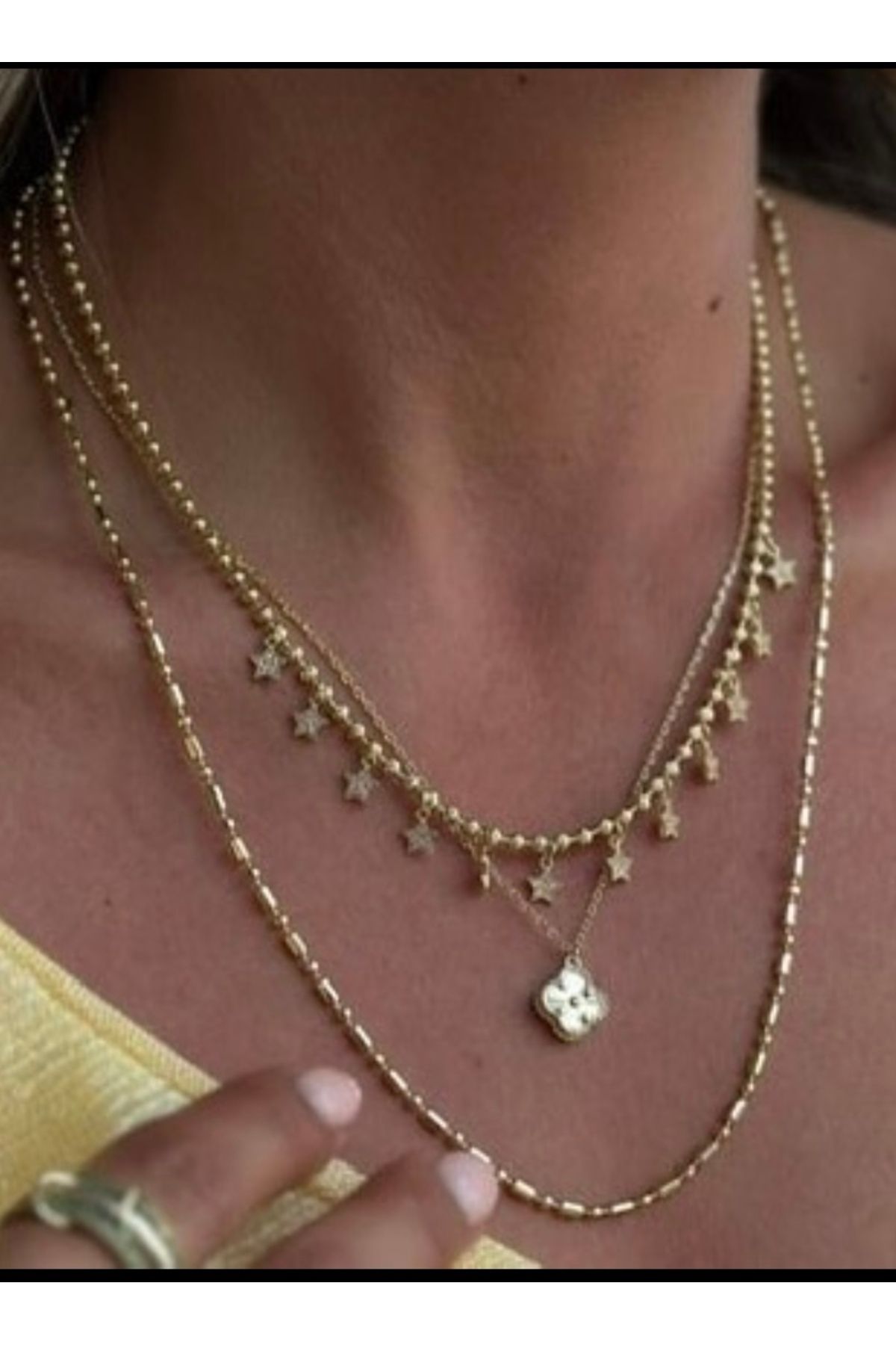 Blackcey Accesories Blackceyaccesories 14k 3lü Kombin Çelik Kolye
