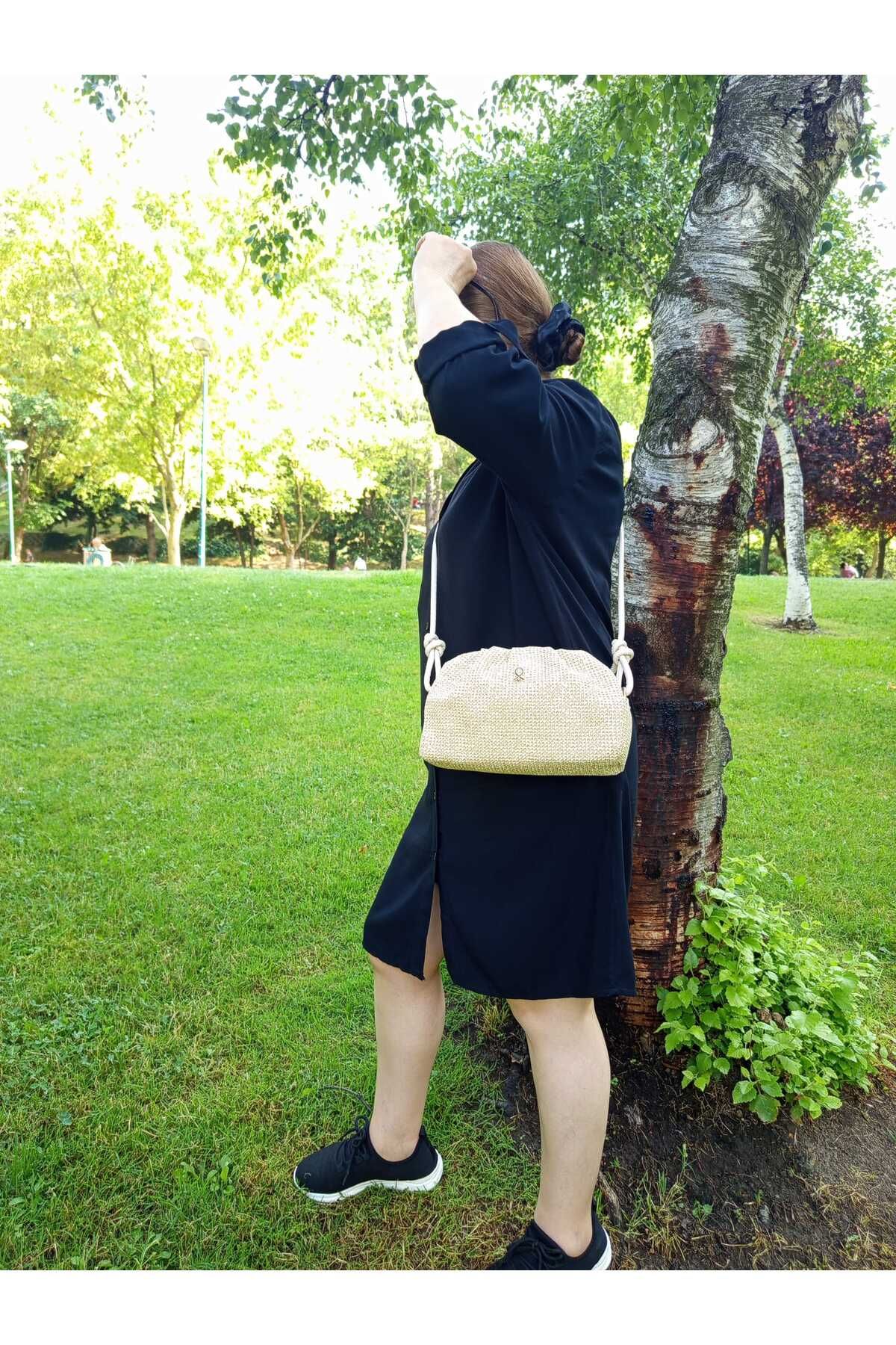 EG BAGS Hasır Görünümlü Yumuşak Deri Yeni Sezon Kadın Çapraz Çanta
