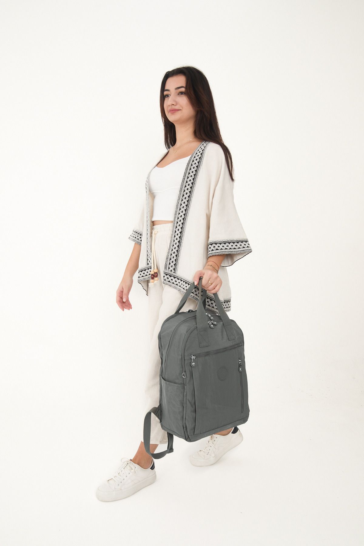 OLDSO Sanmorris Unisex Suya Dayanıklı Krinkıl Kumaş Çok Gözlü Laptop Okul ve Sırt Çantası 3063
