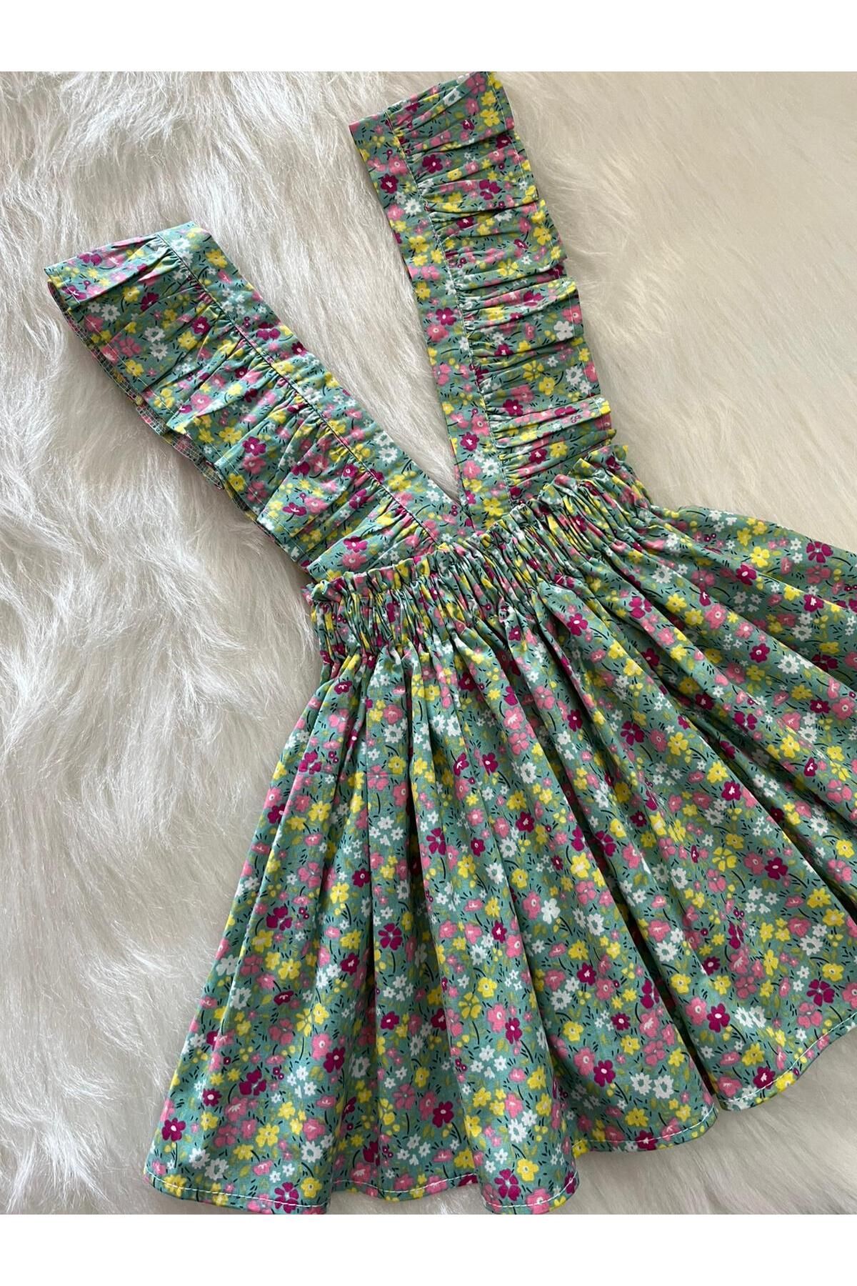 Eylülce Butik-МОМИЧЕШКА РОКЛЯ В МЕНТОВО-ЗЕЛЕН ЦВЕТЕН ДЕСЕРТ С ВОЛЪНИ И ПРЕЗЕРВИ (ИЗРАБОТЕНА ОТ 100% ПАМУЧЕН ПЛАТ.) 5