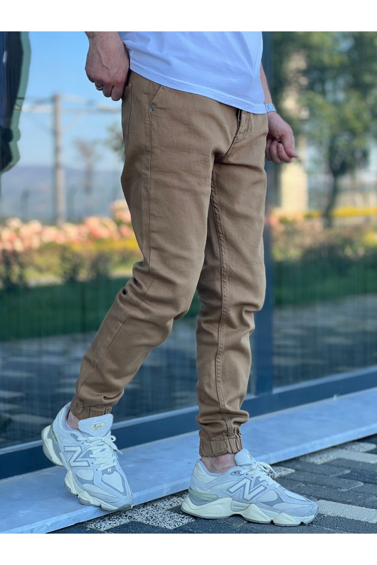 ElitWear Erkek Comfort Likra Paça Lastikli Kot Pantolon