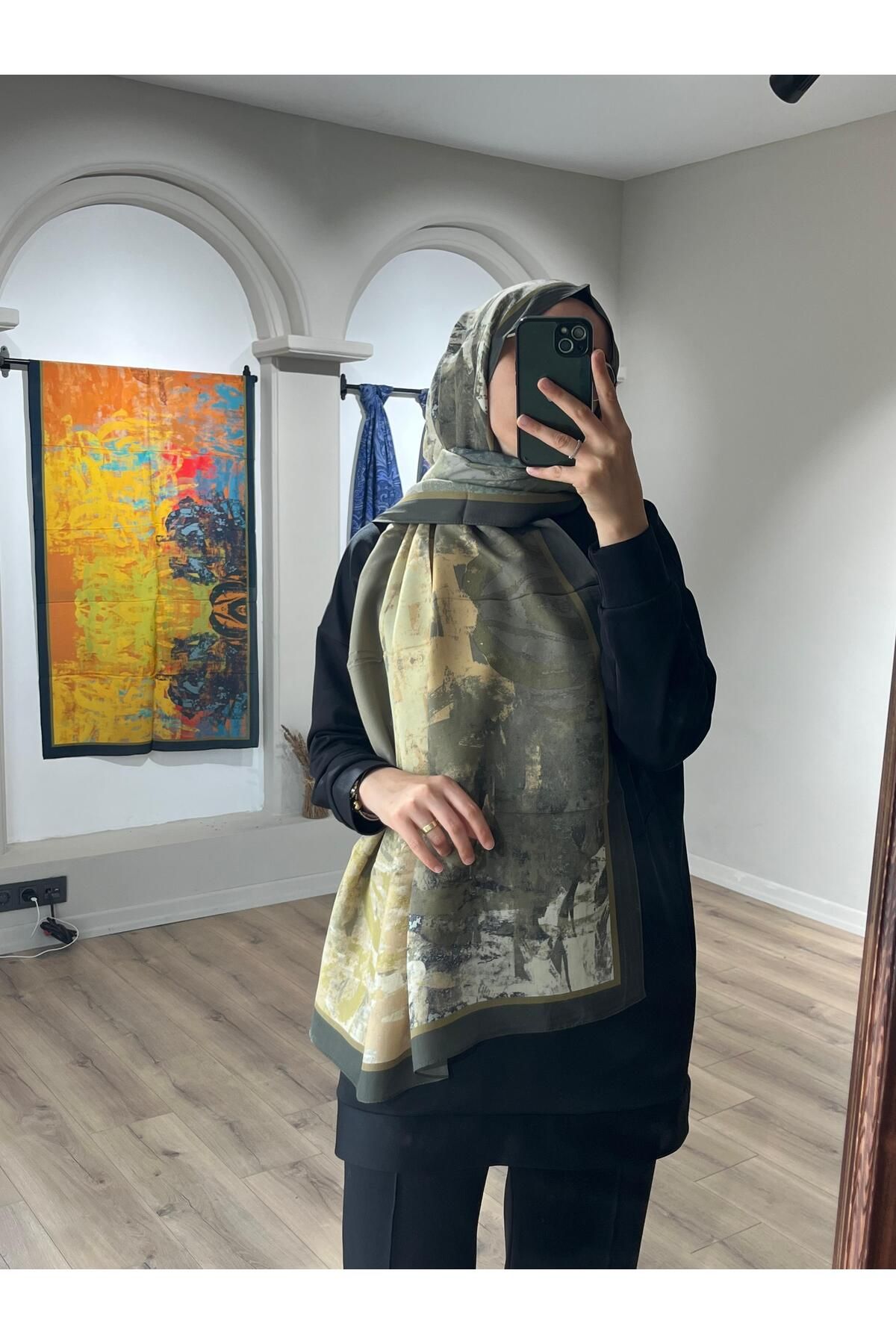 Merwiss Sunrise Fırça Desen Şal - Yeşil