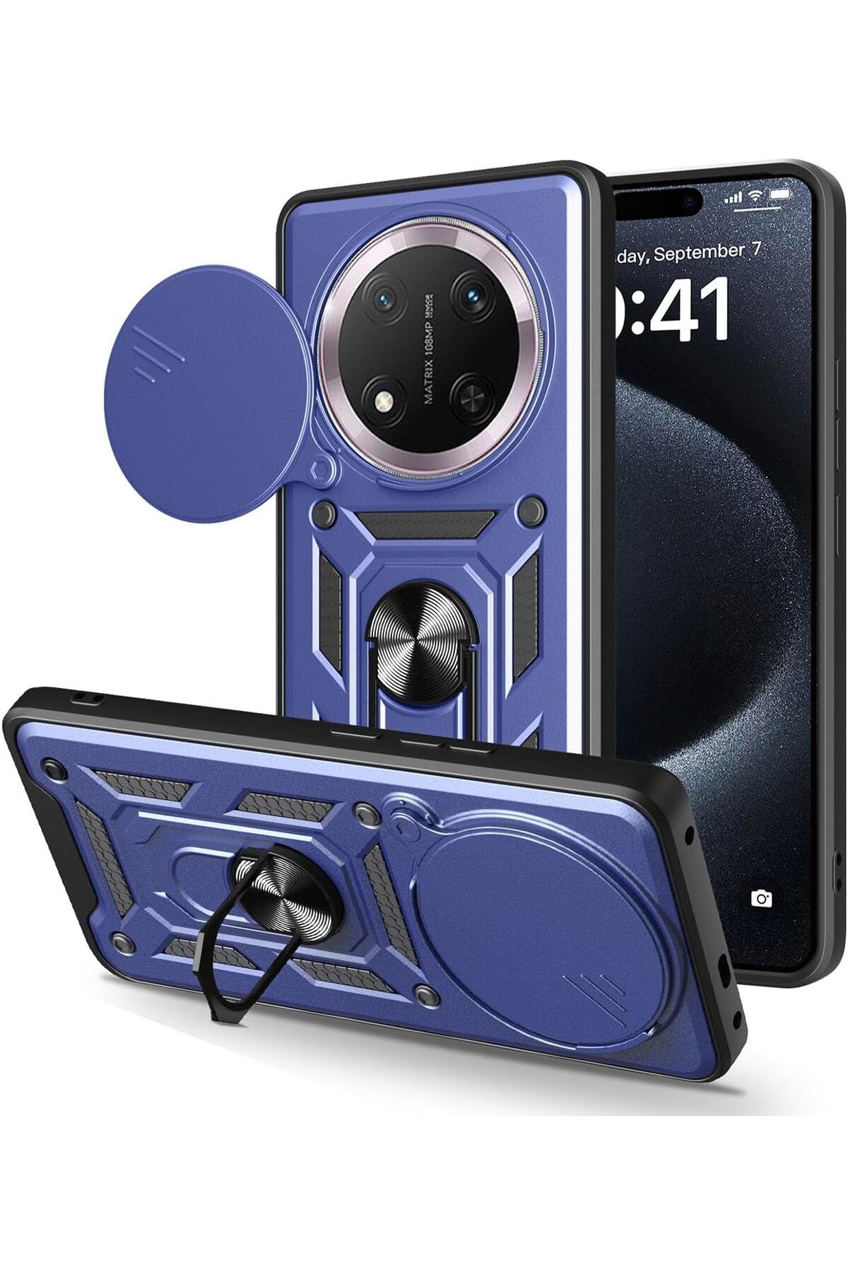 Posso Honor Magic 7 Lite Kılıf Kamera Korumalı 36o Yüzük Standlı Tank Zırh Koruma Silikon Kapak