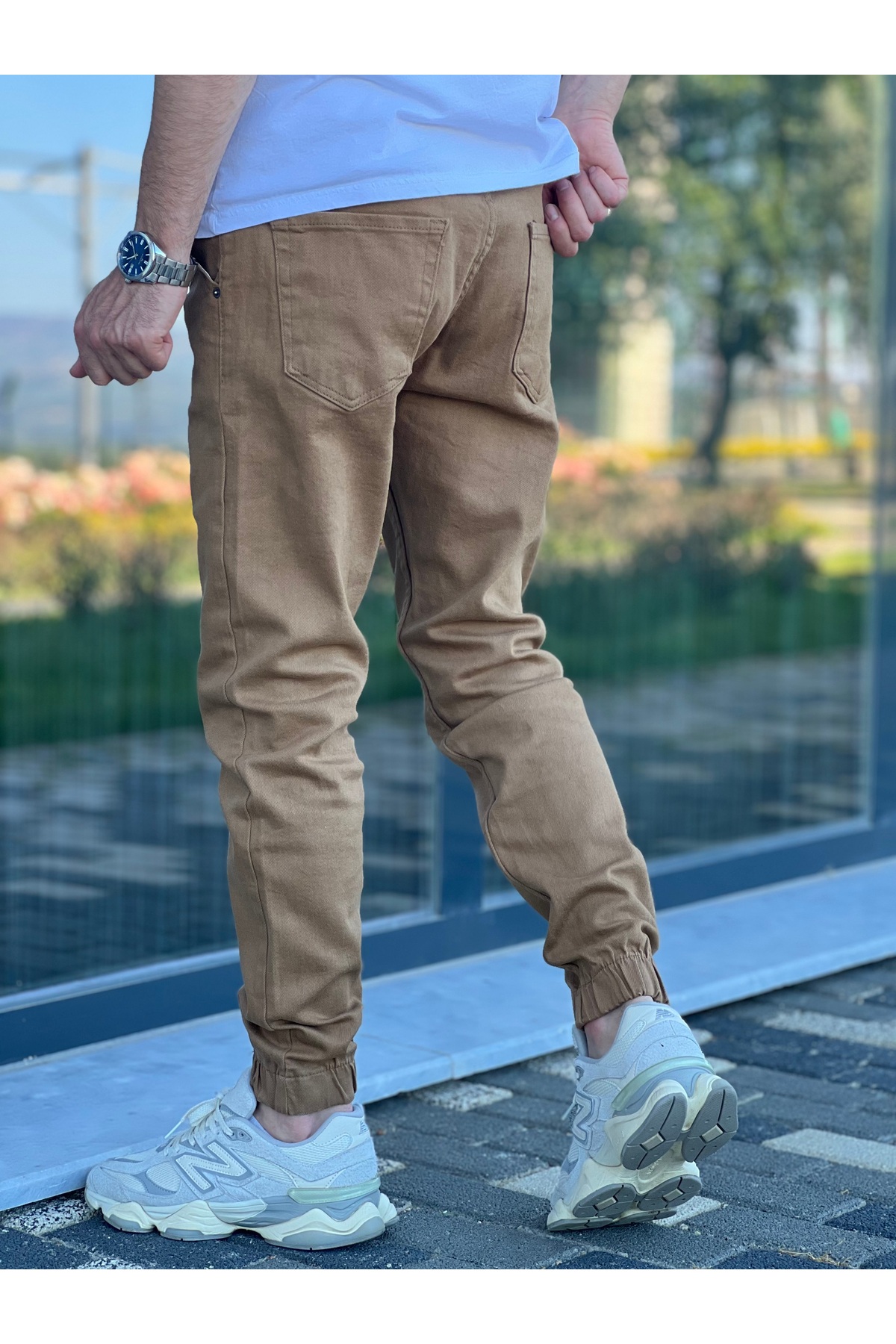 شلوار جین لایکرای راحتی مردانه با لبه های کش دار — قهوه‌ای MCR--PÇLSTK — تصویر 4 از 5