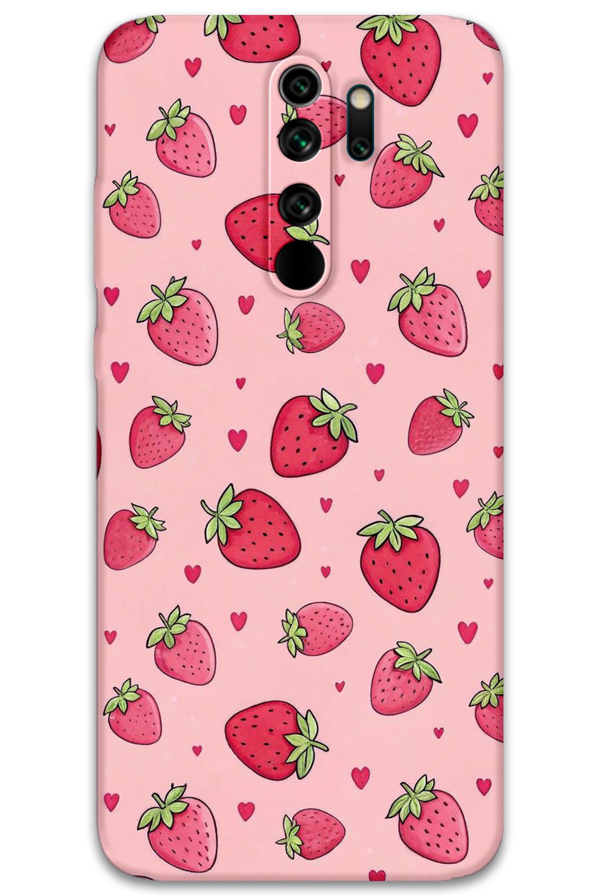 Gramaphone Xiaomi Redmi Note 8 Pro Uyumlu Çilek Desenli Telefon Kılıfı + Ekran Koruyucu - 5804