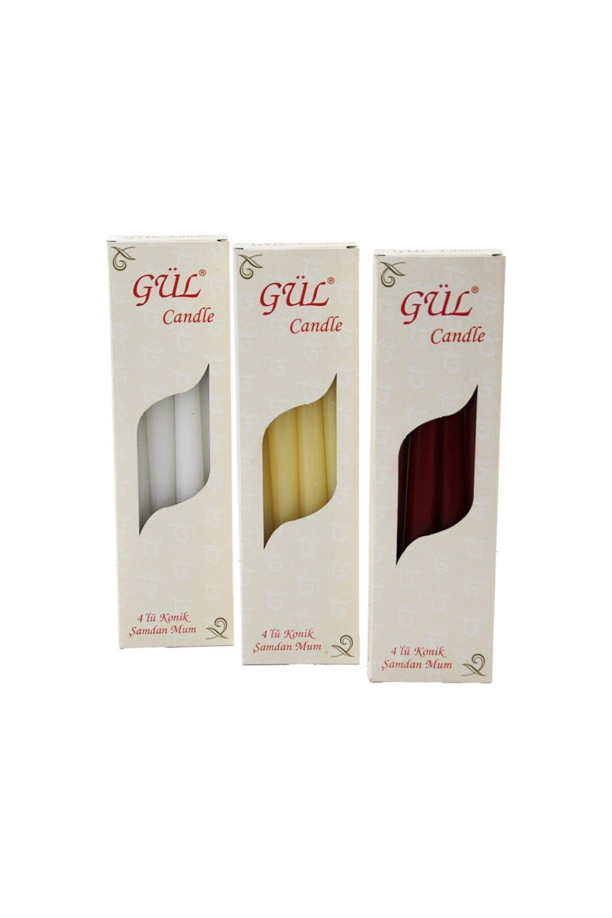 Aydoganticaret44 4PCS KONİK ŞAMDAN - DÜZ MUM BEYAZ - RENKLİ 2X25CM