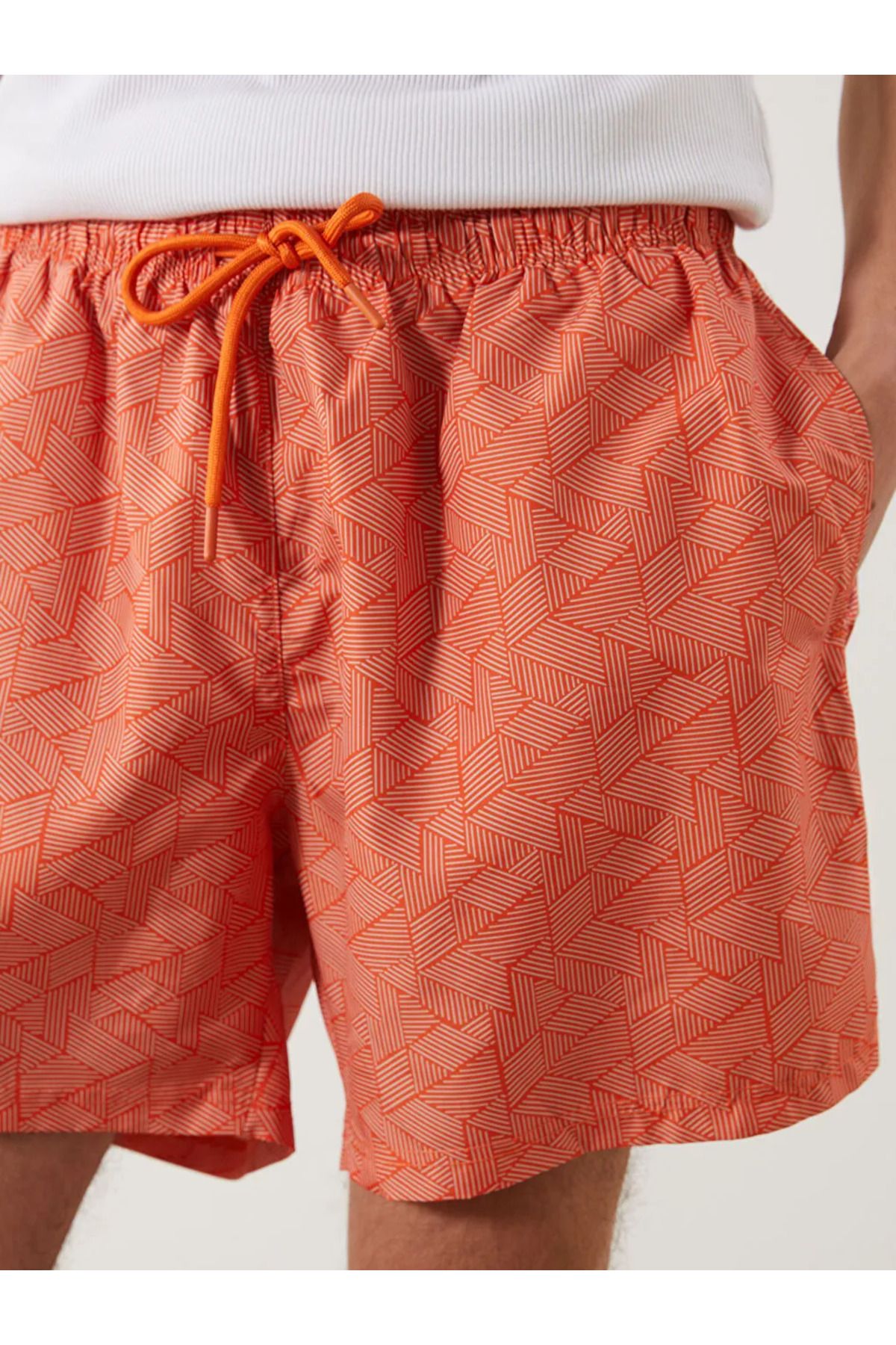 LC Waikiki-Lcw Eco Orange Short Length Patterned Men's Swim Shorts 3