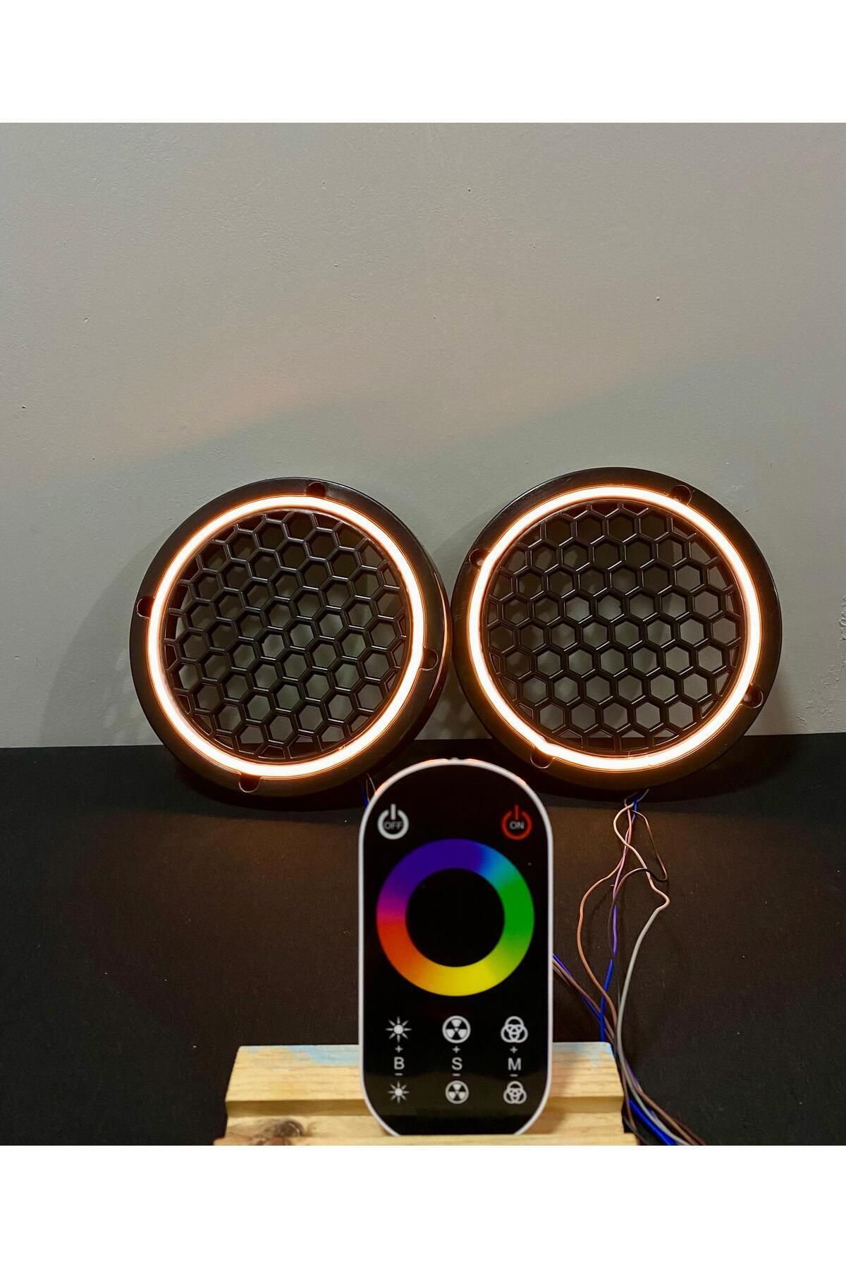 LED LEVEL 16 CM Dokunmatik Kumandalı Neon Işıklı Midrange Hoparlör Kapağı 2 Takım 4 adet