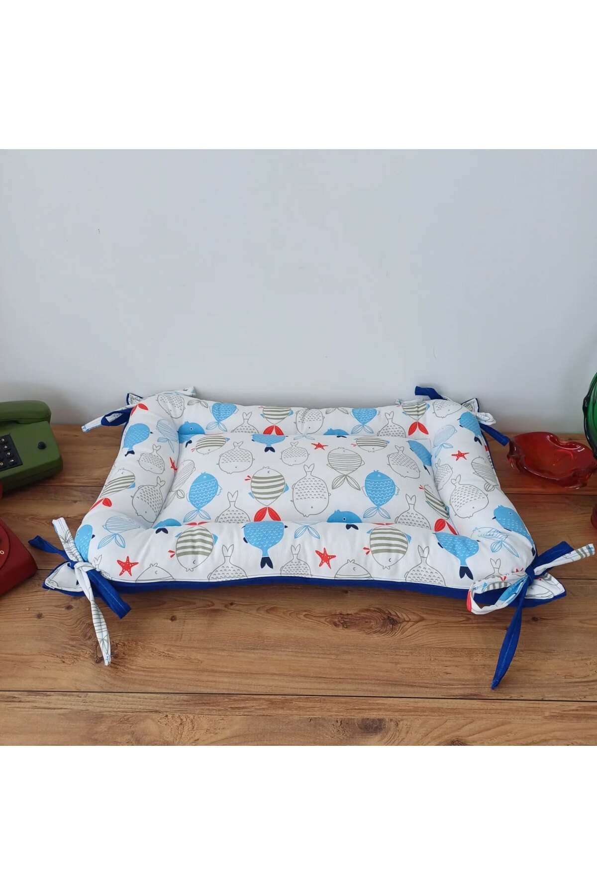 Tüylü Tükkan 55*75 CM KEDİ MİNDERİ BALIKLI MAVİ