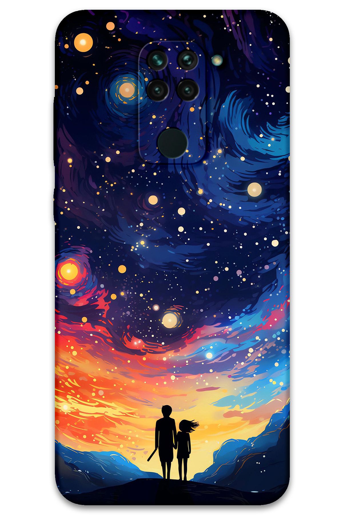 Gramaphone Xiaomi Redmi Note 9 Uyumlu Uzay Desenli Telefon Kılıfı + Ekran Koruyucu - 5863