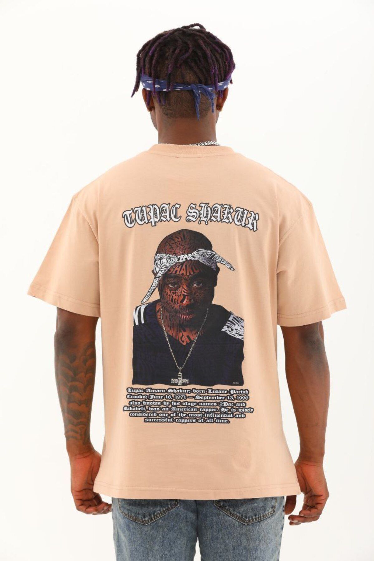 AURA Baskılı Oversize Bisiklet Yaka Unisex T-Shirt