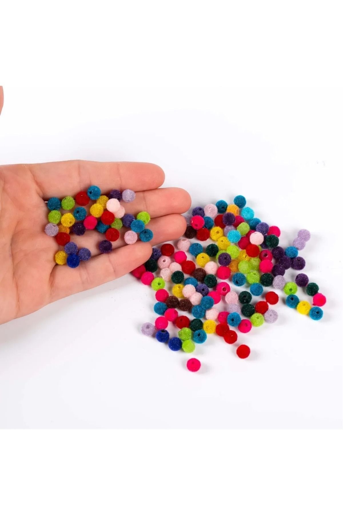 BEİLYS COSMETİCS & ACCESSORY 6 Mm Yuvarlak Kadife Boncuk, Karışık Renk Kadife Kaplı Boncuk, ( 25 Gr - 210-220 Adet )
