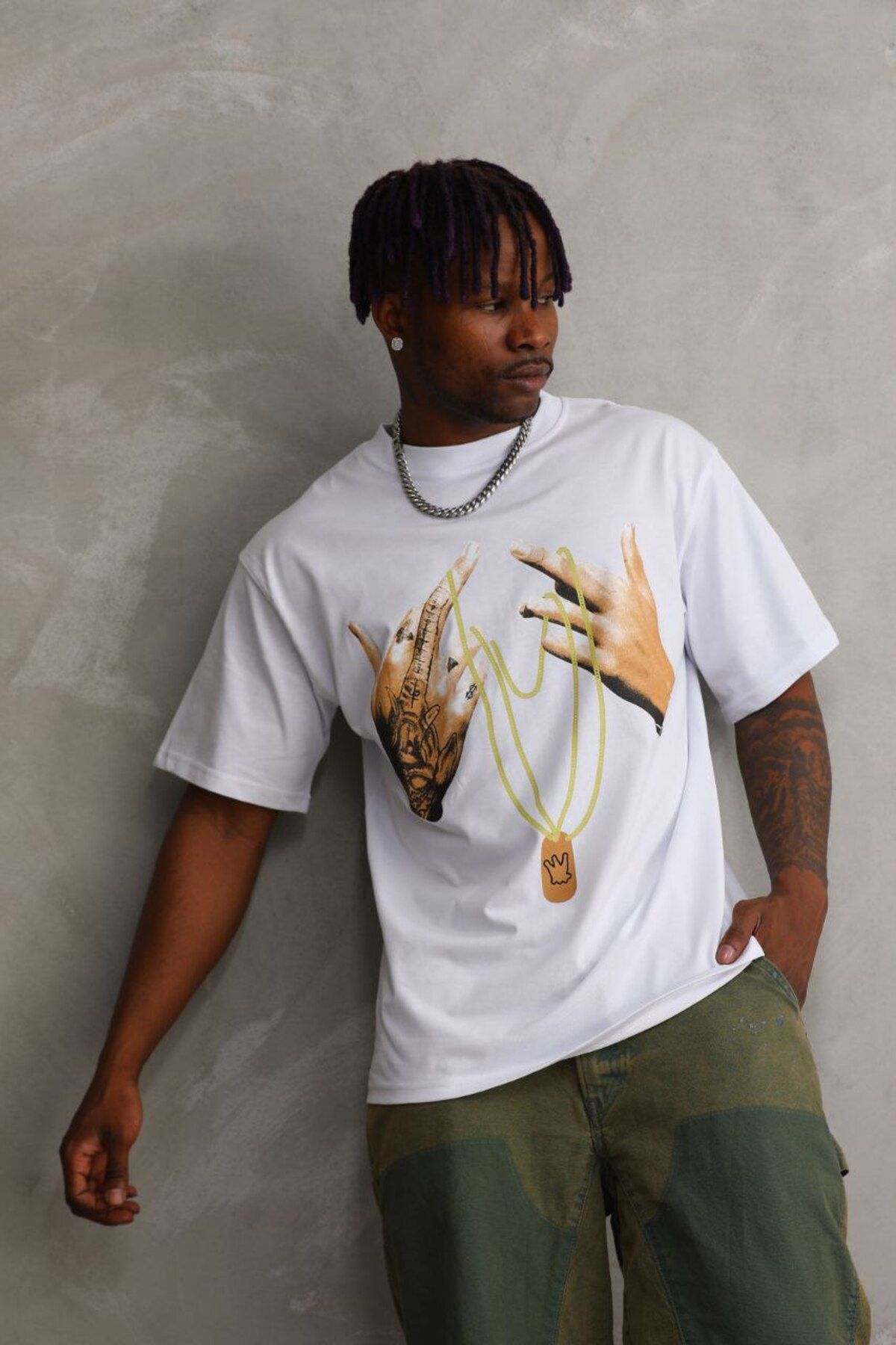 AURA Baskılı Oversize Bisiklet Yaka Unisex T-Shirt