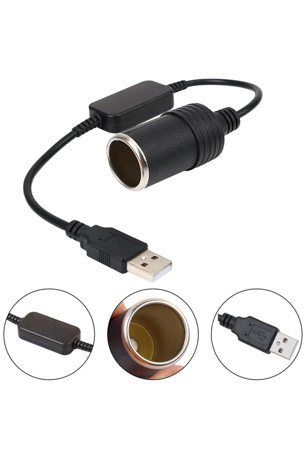 harry Çakmaklık Fişi Çevirici Çakmak Dönüştürücü USB 2.0 5 Volt 2 Amper To 12 Volt 0.8 Amper