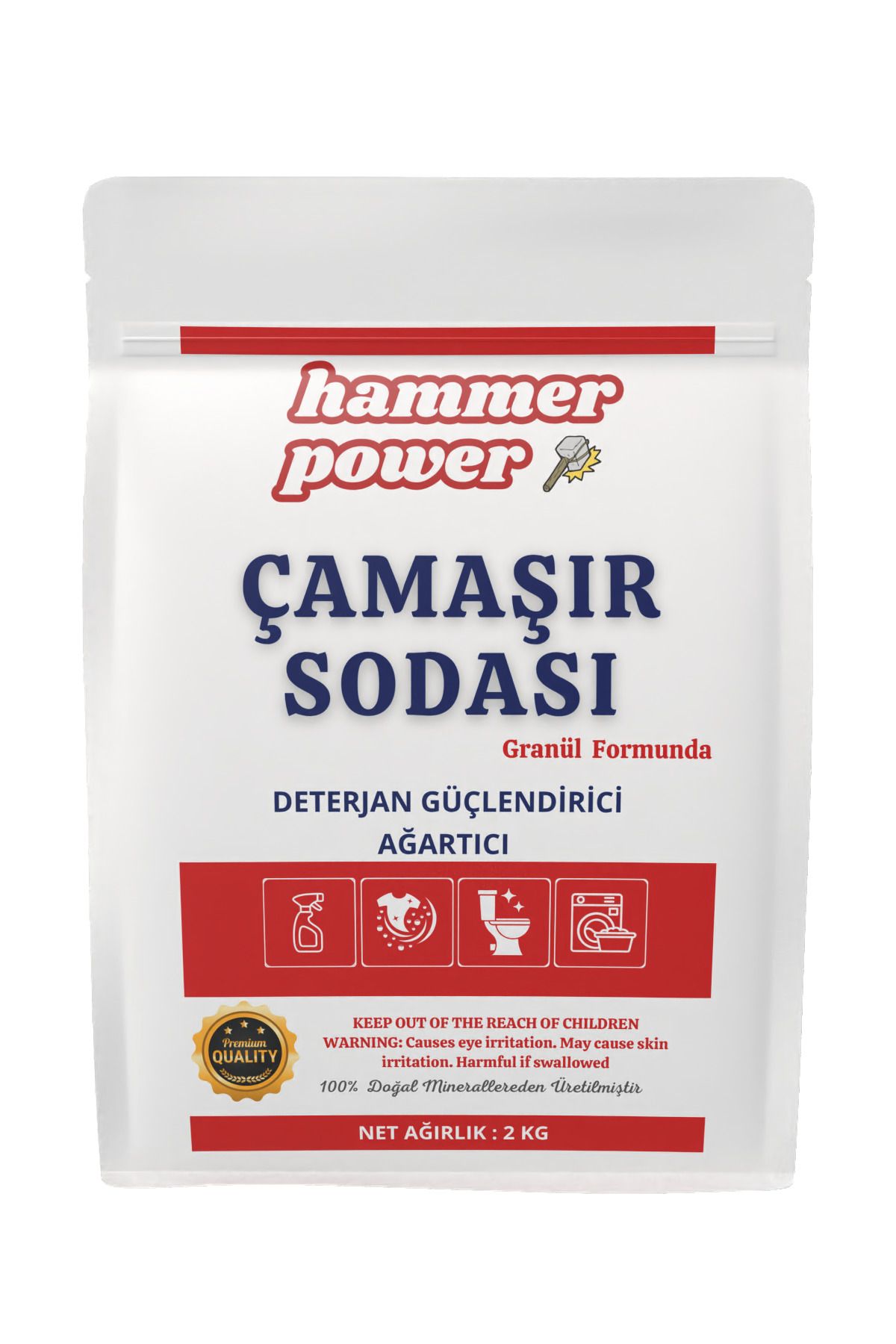 hammer power Çamaşır Sodası Granül Kireç Önleyici Çok Amaçlı Temizleyici Ağartıcı 2 Kg