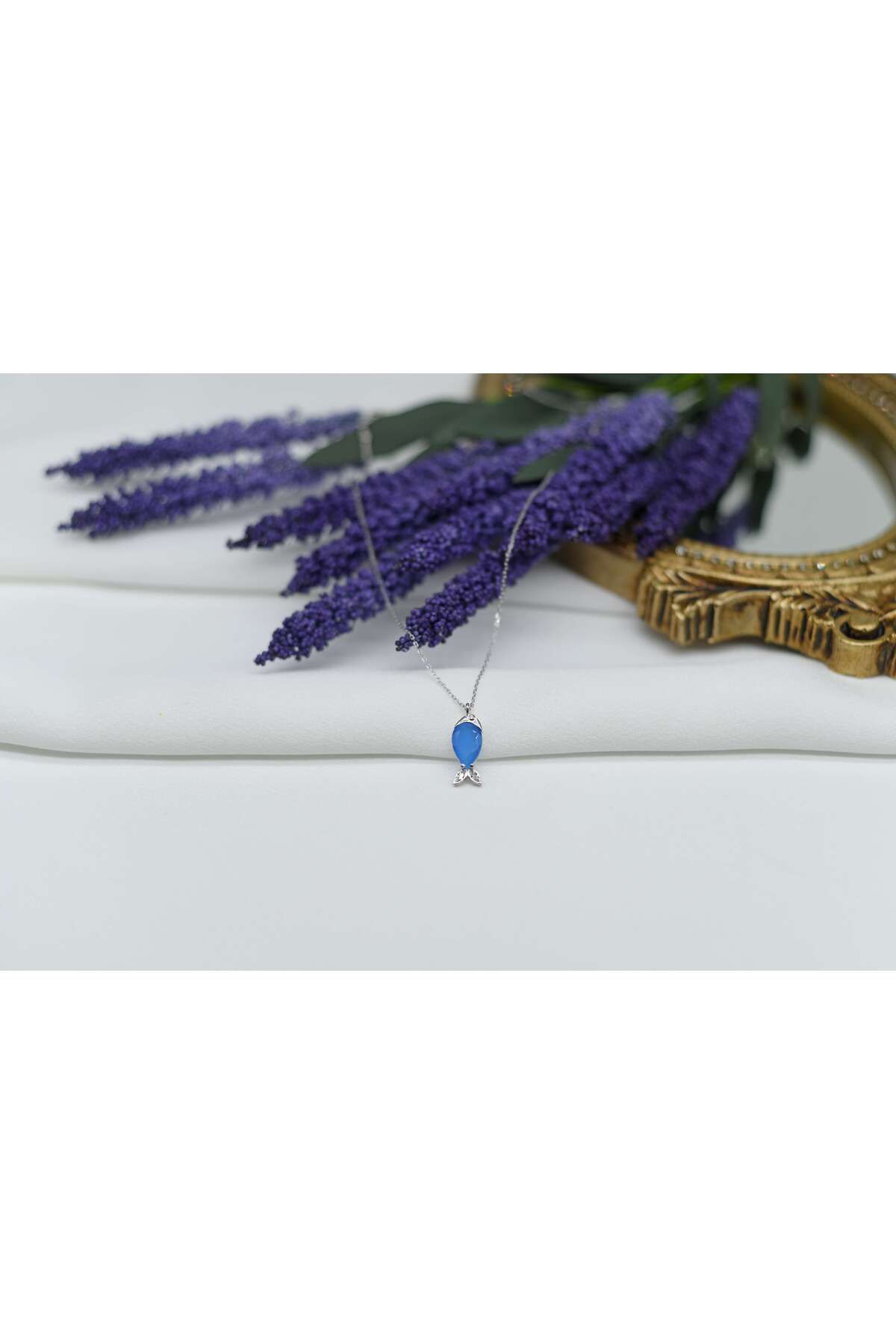 Ocean Silver & Jewelry Damla Taşlı Balık Gümüş Kolye