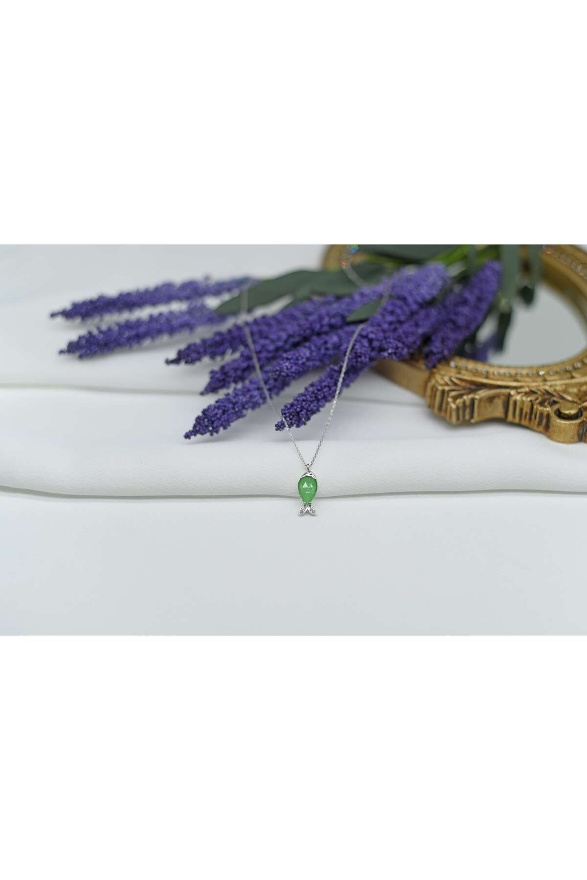 Ocean Silver & Jewelry Damla Taşlı Balık Gümüş Kolye