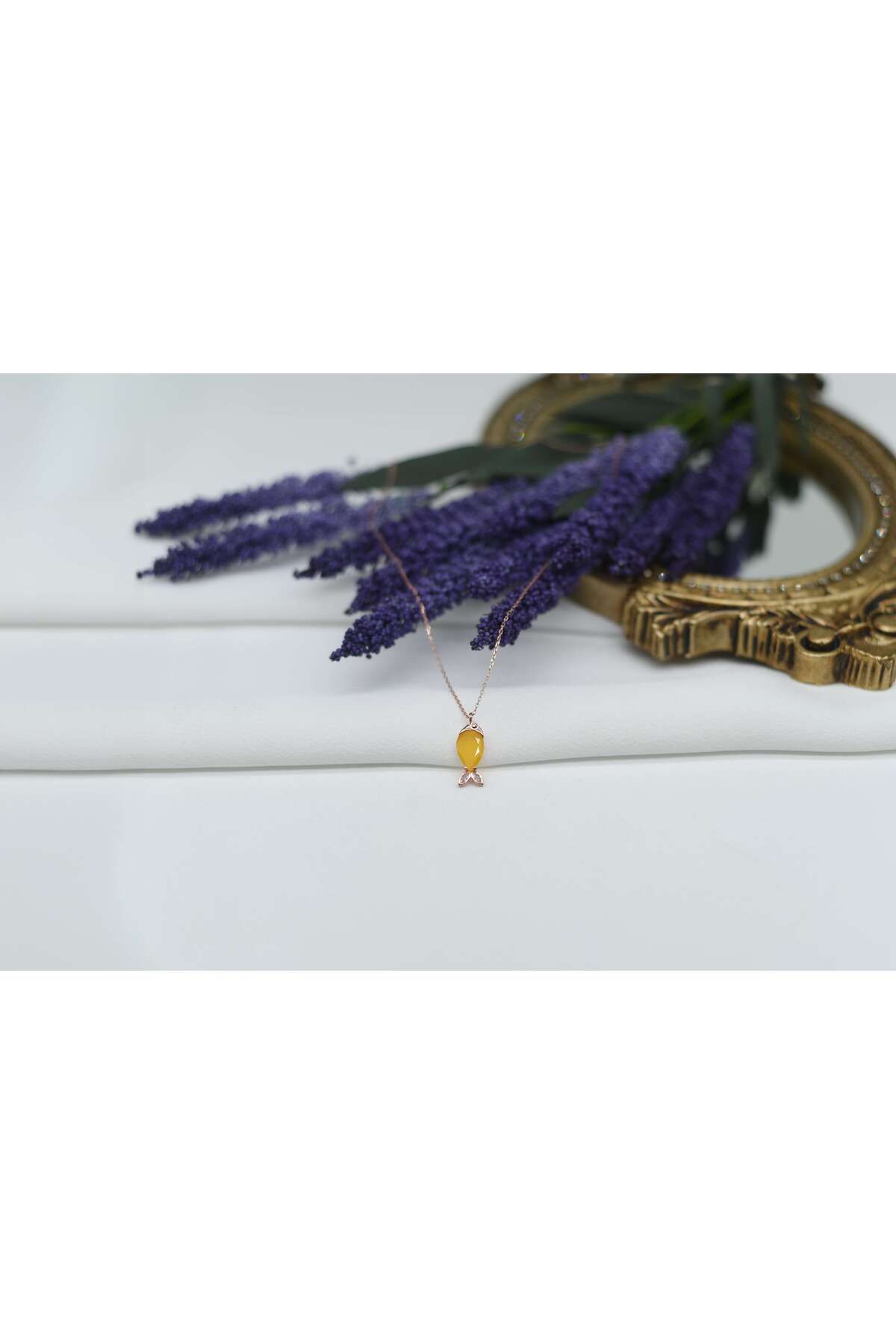 Ocean Silver & Jewelry Damla Taşlı Balık Gümüş Kolye