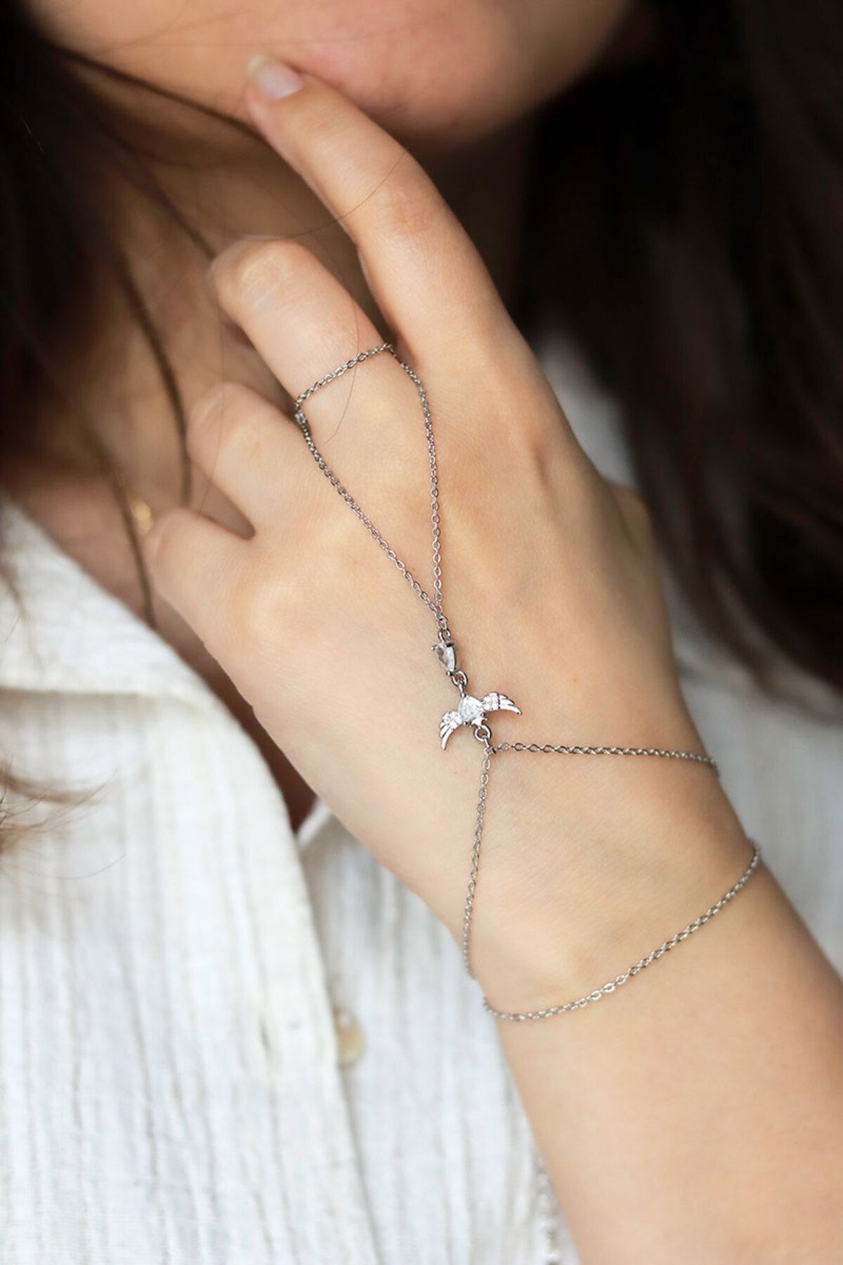 DHARMONYCO Zirkon Taşlı Anka Kuşu Detay Silver Şahmeran Bileklik