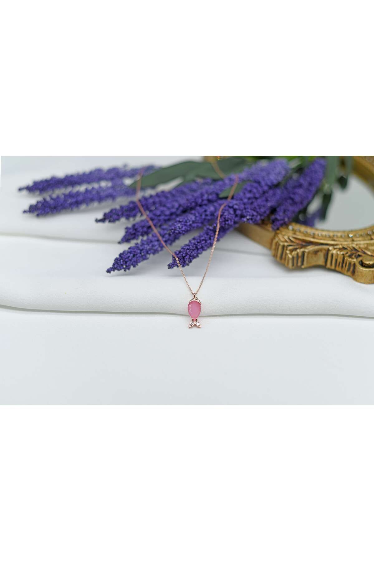 Ocean Silver & Jewelry Damla Taşlı Balık Gümüş Kolye
