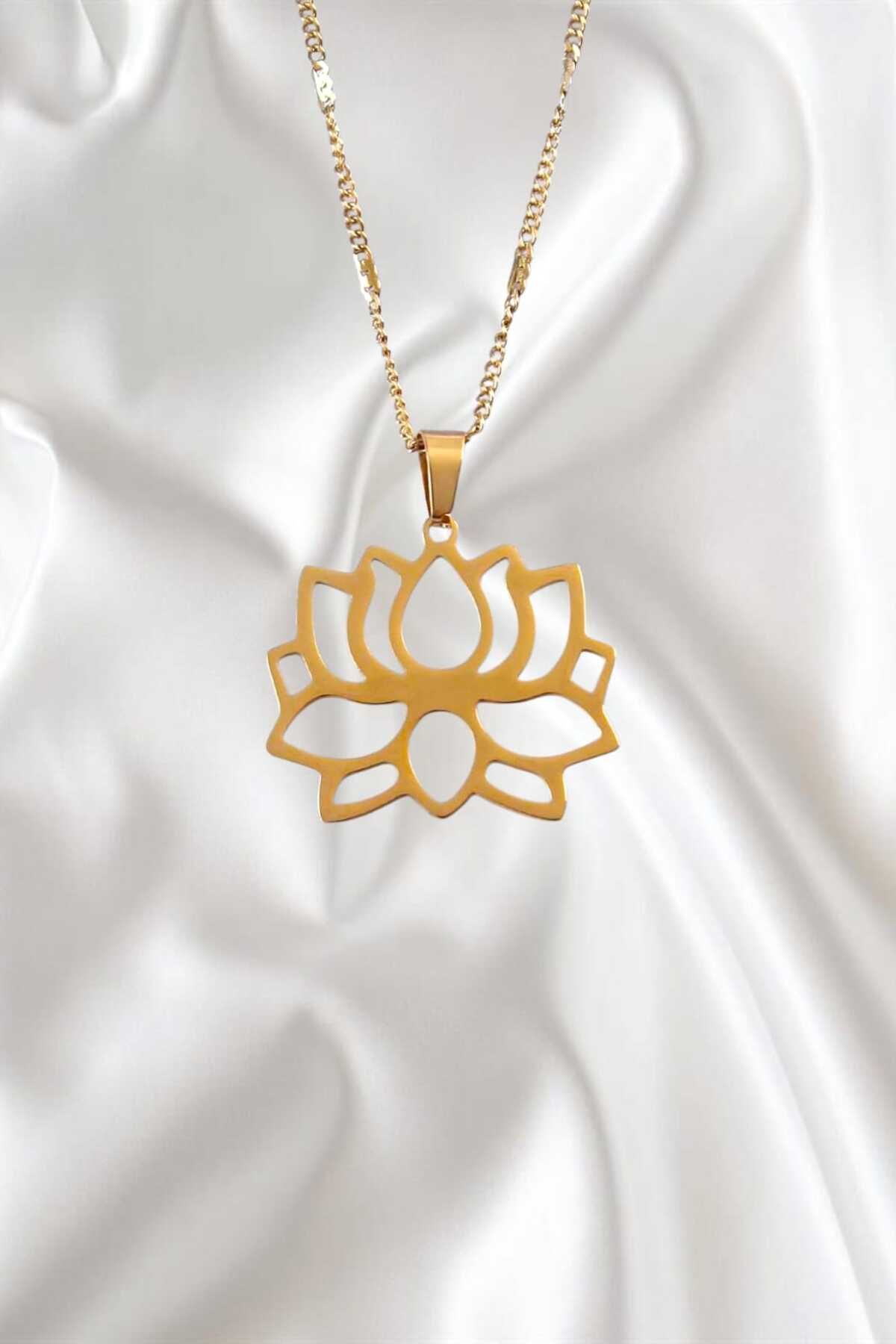 REBORN DESIGN 316L Altın Renk Lotus Kolye