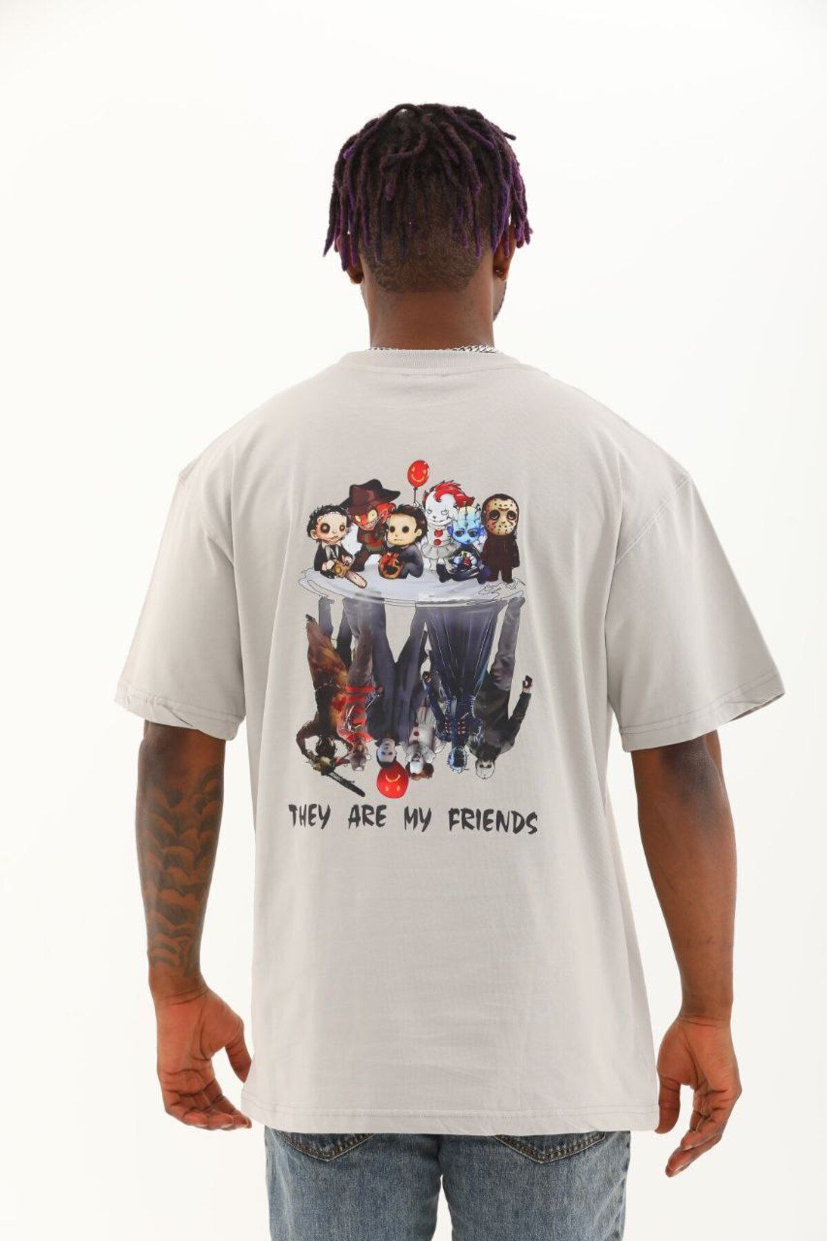 AURA Baskılı Oversize Bisiklet Yaka Unisex T-Shirt