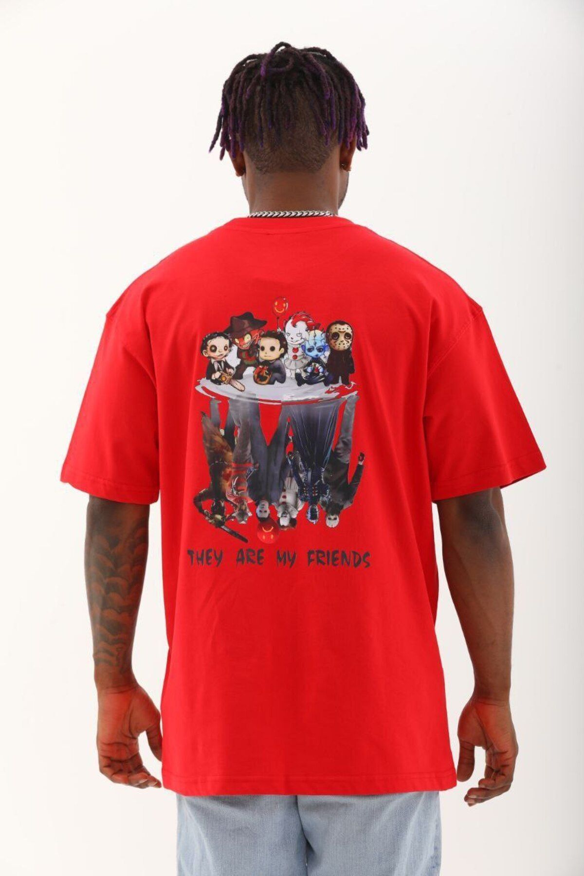 AURA Baskılı Oversize Bisiklet Yaka Unisex T-Shirt