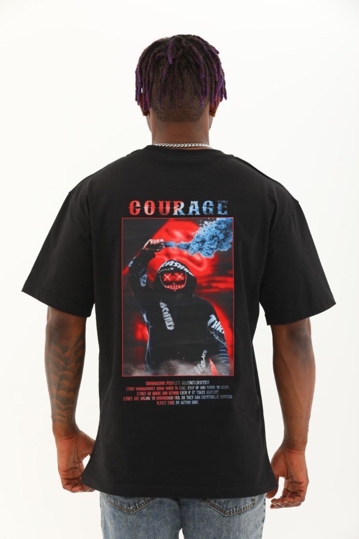 AURA Baskılı Oversize Bisiklet Yaka Unisex T-Shirt