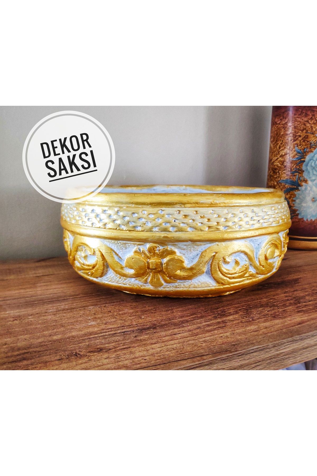 Gold Garden KOPYA - Beton Saksı Sukulent Bonzai Aranjman Teraryum Çiçek Saksısı 19x8cm