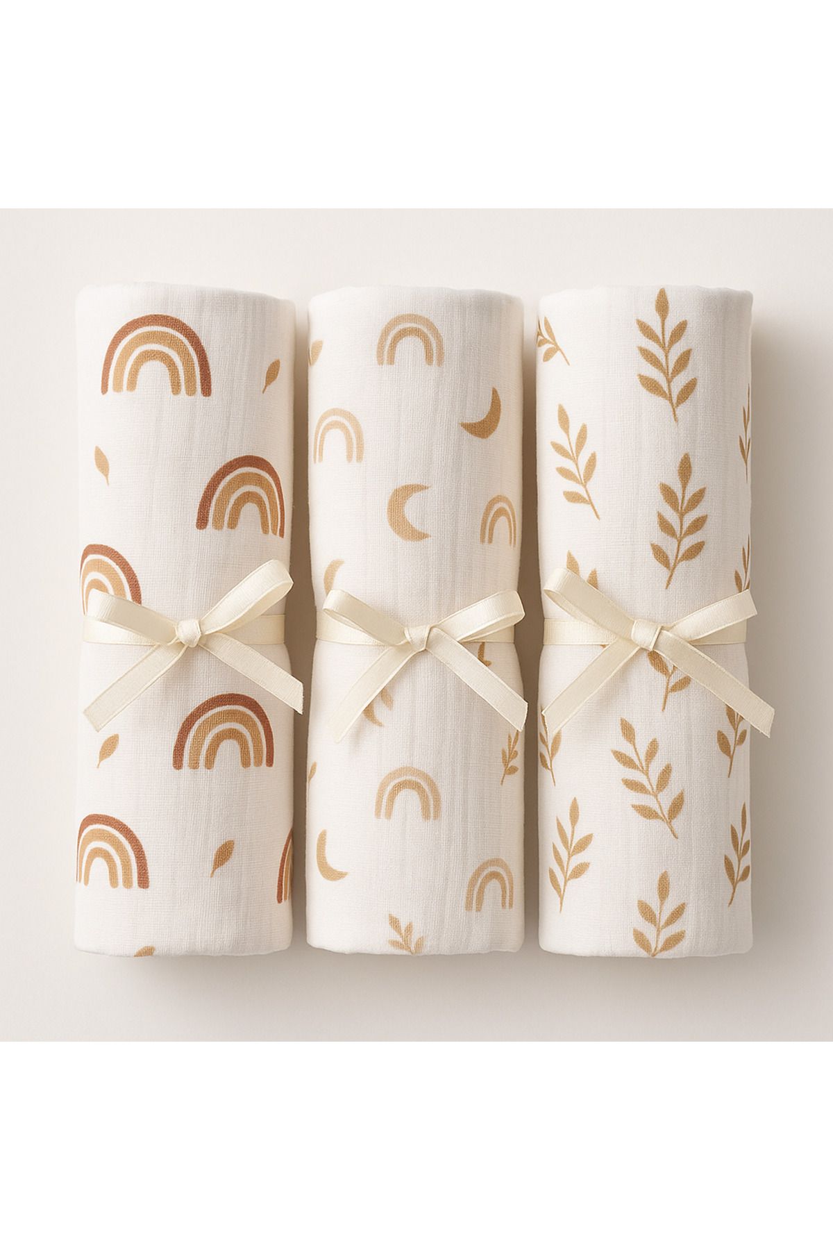 Lomo baby Müslin Bebek Örtüsü 3’lü Paket | Tek Katlı, Nefes Alır, Yumuşak 90x90 Cm