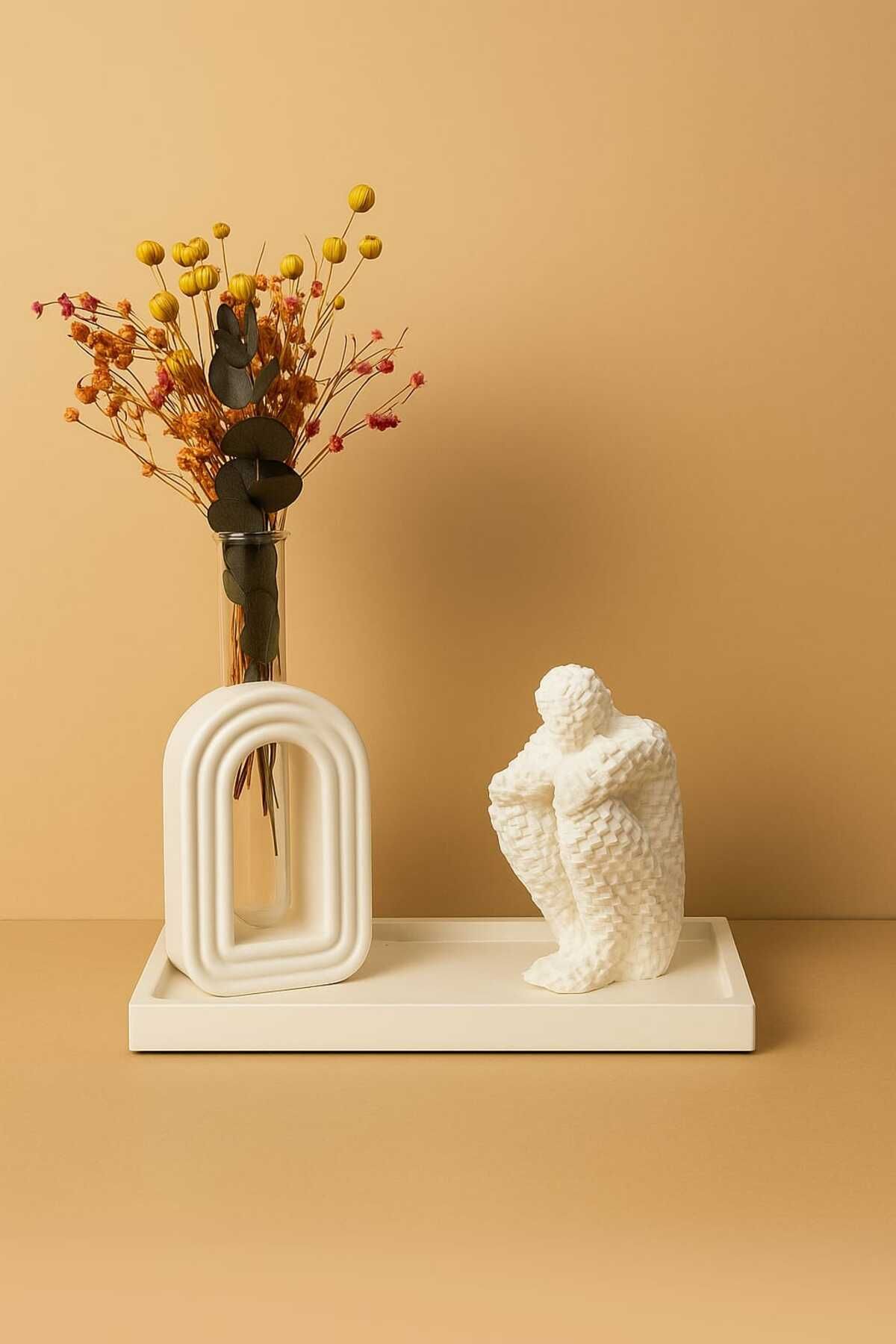 Home Minimalist Ev Dekorasyon Set - Vazo, Altlık , Heykel Seti