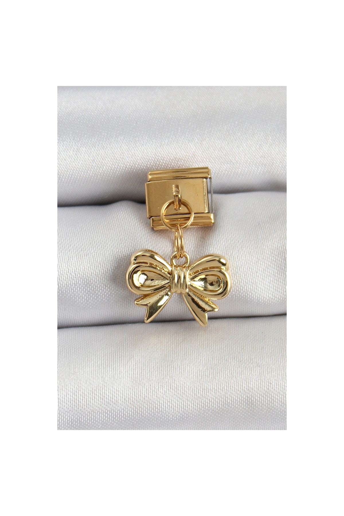 Ayder Timya 316l Çelik Sallantılı Fiyonk Model Gold Renk Nomination Charm - Tj-bc1412