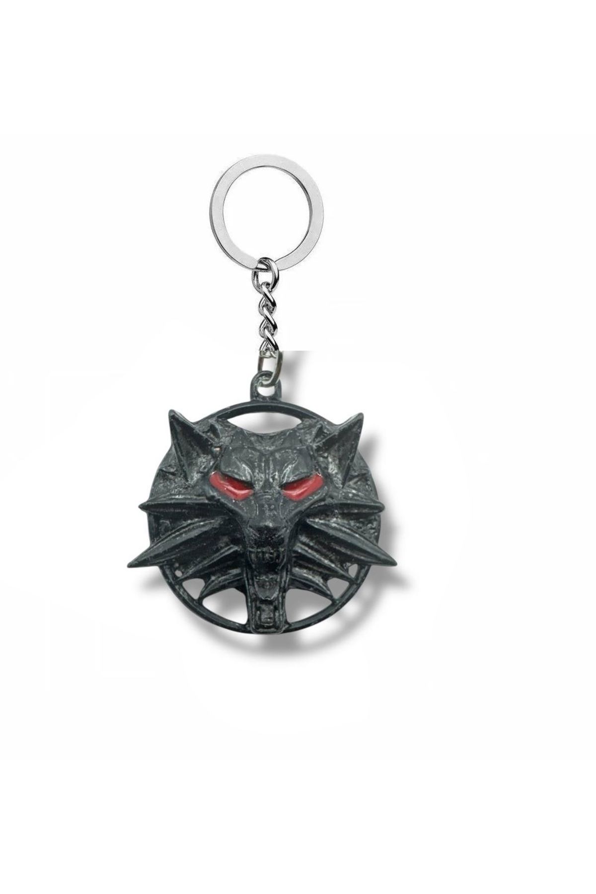 Herşey Nota Siyah The Witcher Kurt Kafası Anahtarlık | Unisex Metal | Gotik ve Fantastik Aksesuar