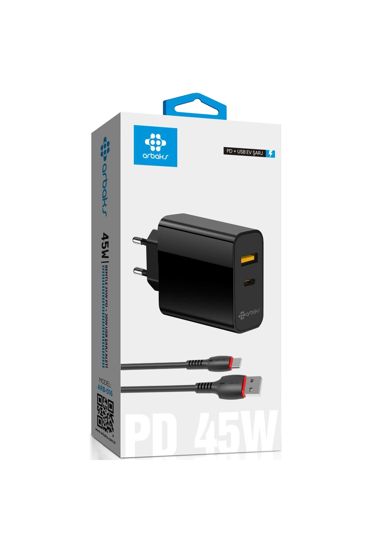 onlinebutik PD 45W PD + QC USB BENTLE TYPE-C SET ARB-016
