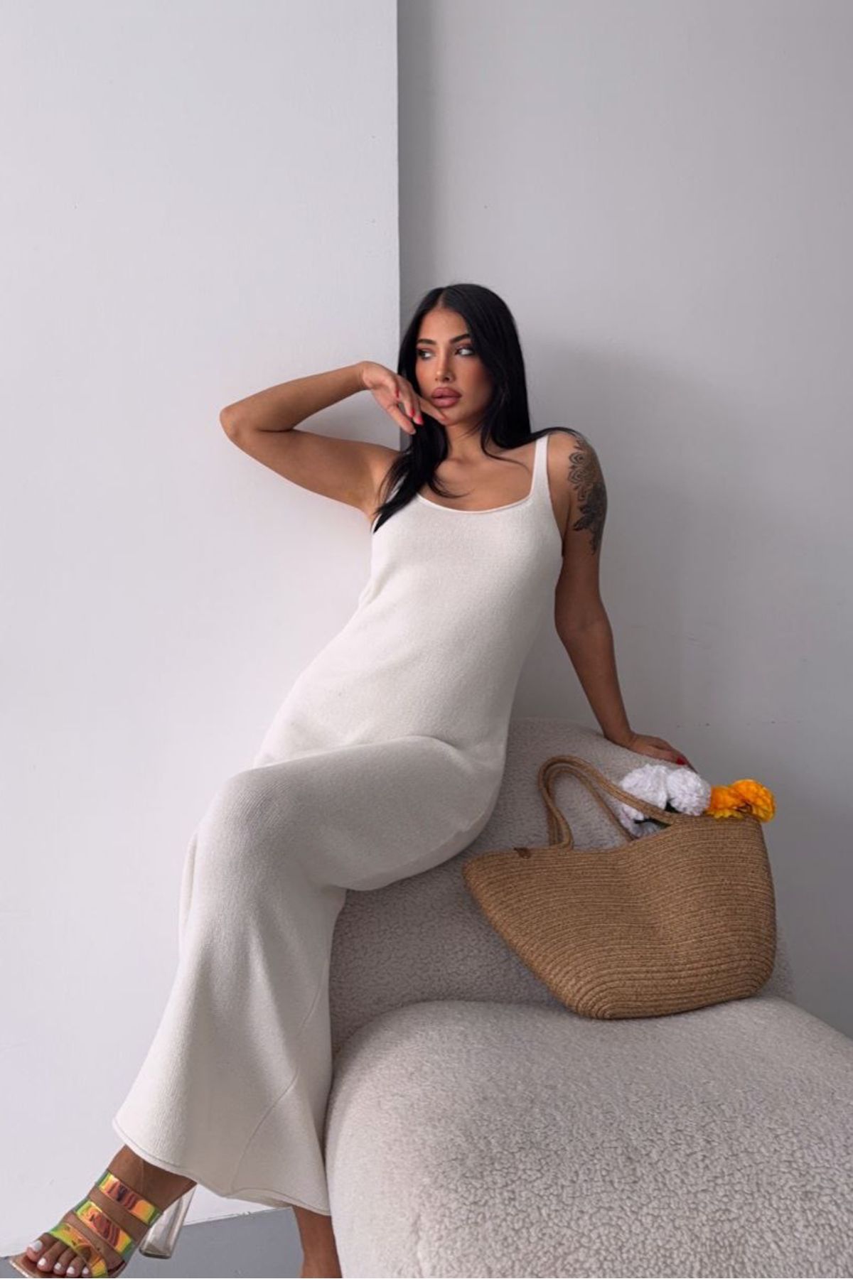 Noi Belis Basic Maxi Boy Kare Yaka İnce Yazlık Elbise SS25EL0039