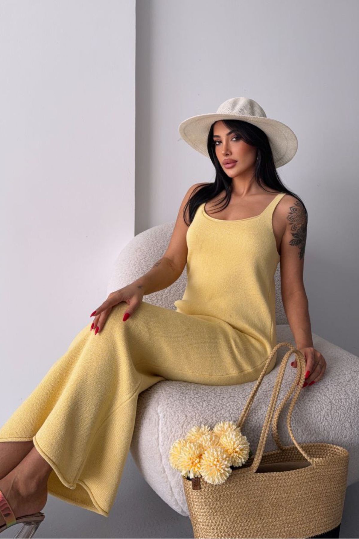 Noi Belis Basic Maxi Boy Kare Yaka İnce Yazlık Elbise SS25EL0039