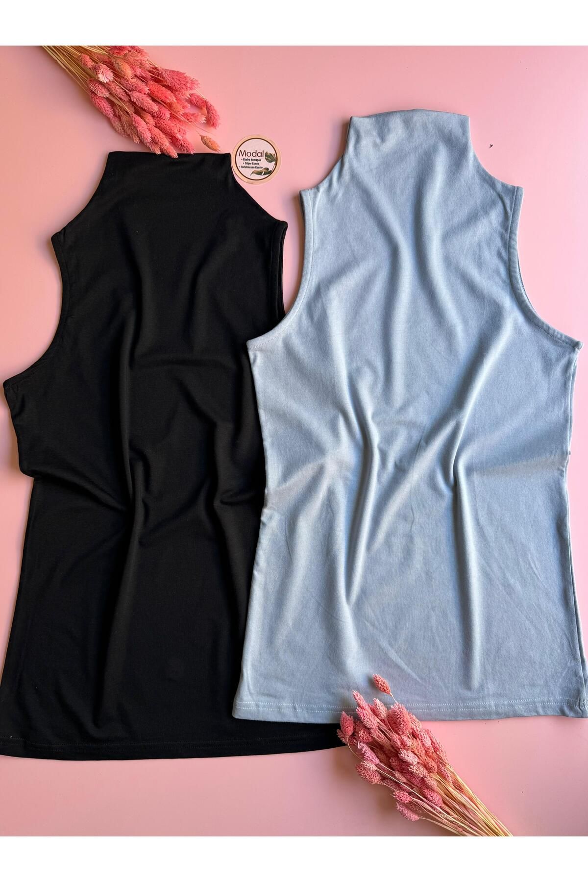 VicTroy-modalyn |   Pachet de 4 modal negru, alb, pudră, albastru, guler fără sudură, flexibil, fără mâneci, Badi-undershirt 60E14 3