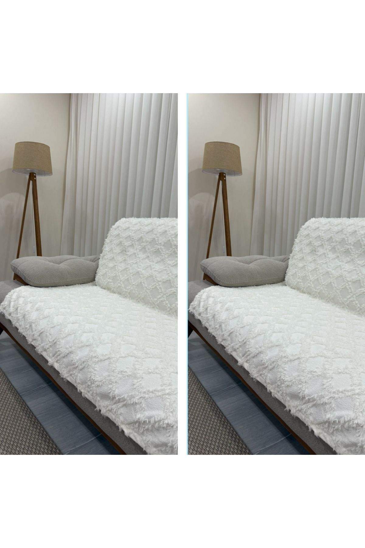 KAYALI HOME Koltuk Örtüsü Seti 2 Adet Ekru 180 x 240