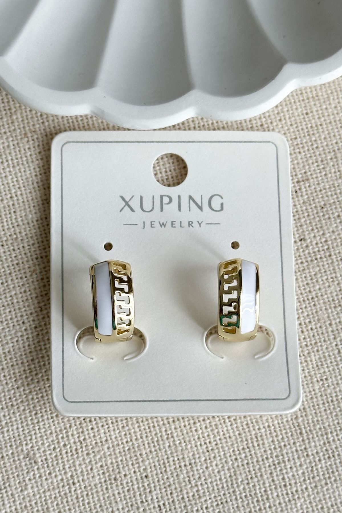 Modacaprea Xuping 14K Halka Beyaz Kadın Küpe – Kararmaz | Kadın Takı Xuping Küpe