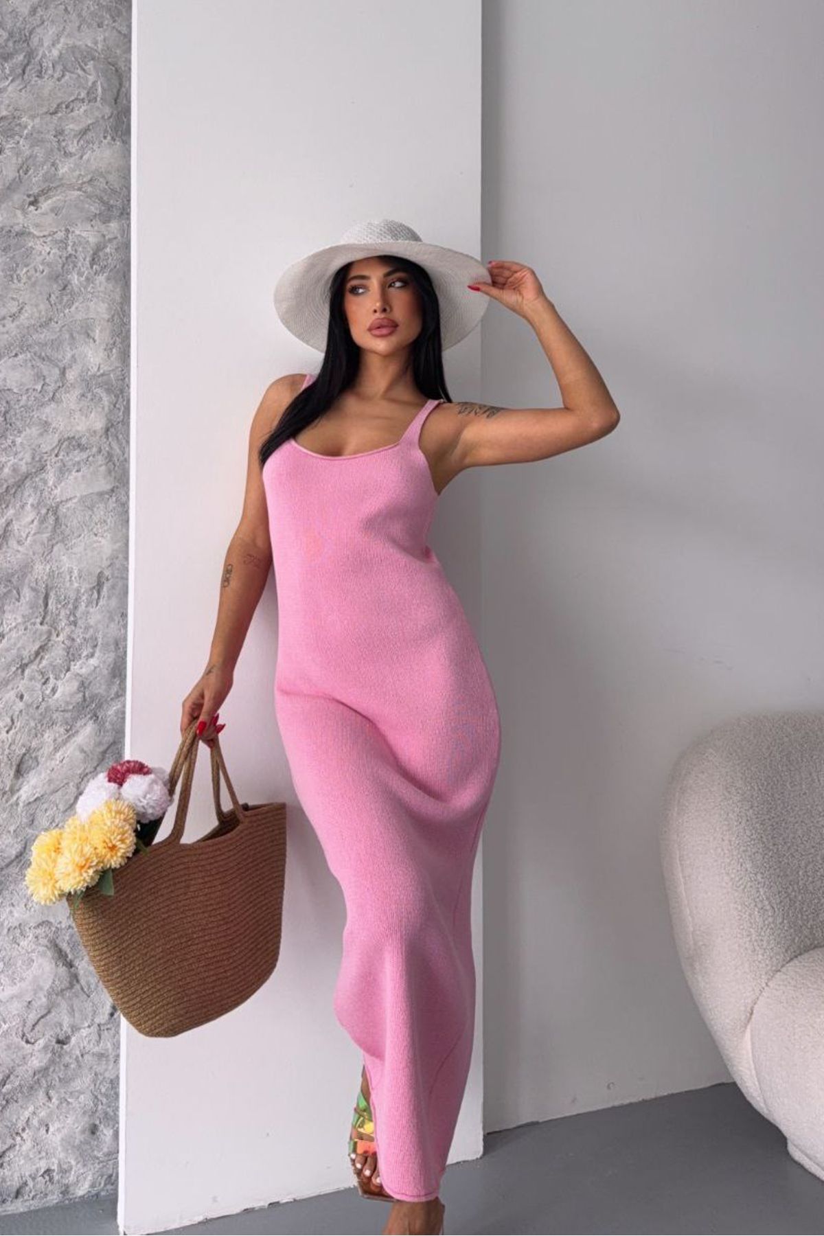 Noi Belis Basic Maxi Boy Kare Yaka İnce Yazlık Elbise SS25EL0039